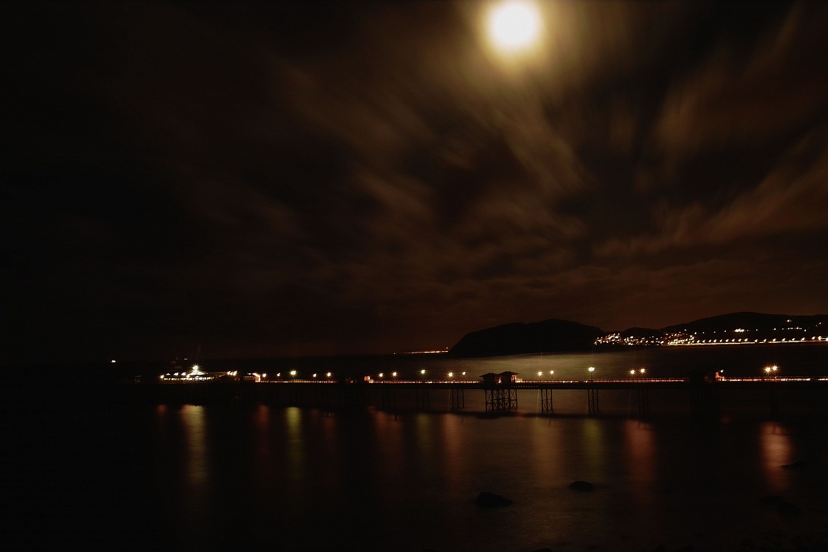 Night view of the pier. North Wales