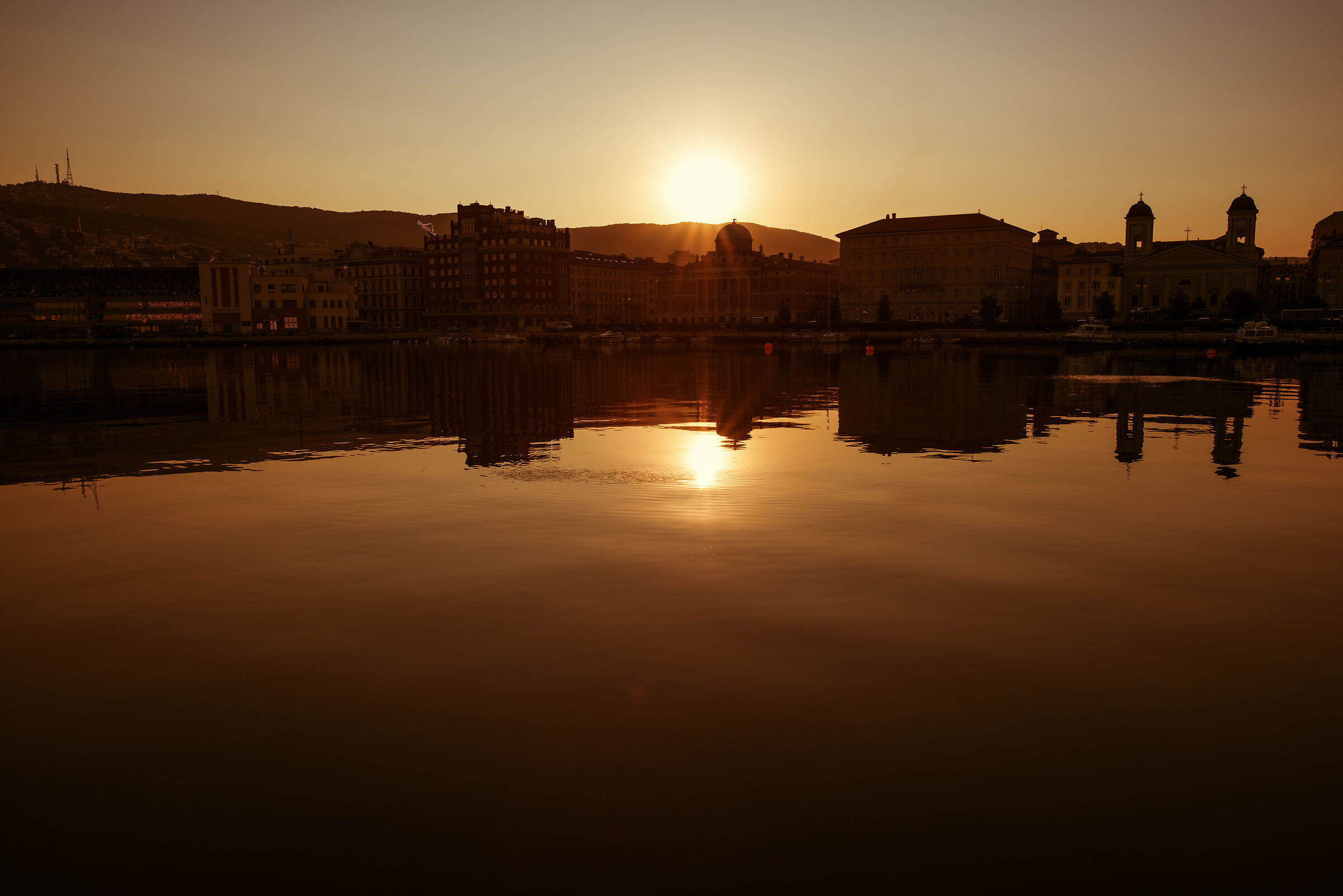 Golden light of dawn