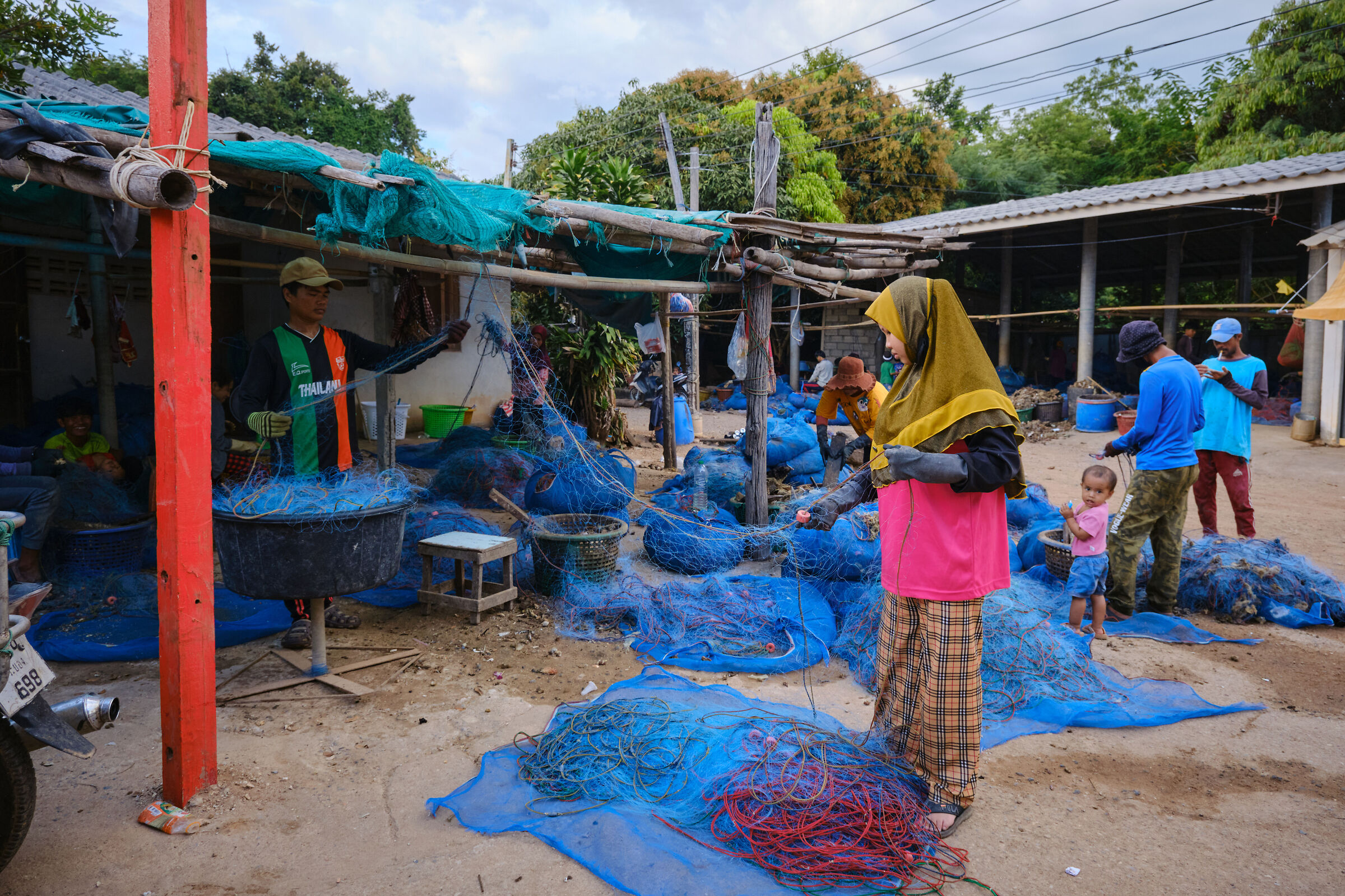 Famiglie birmane di pescatori