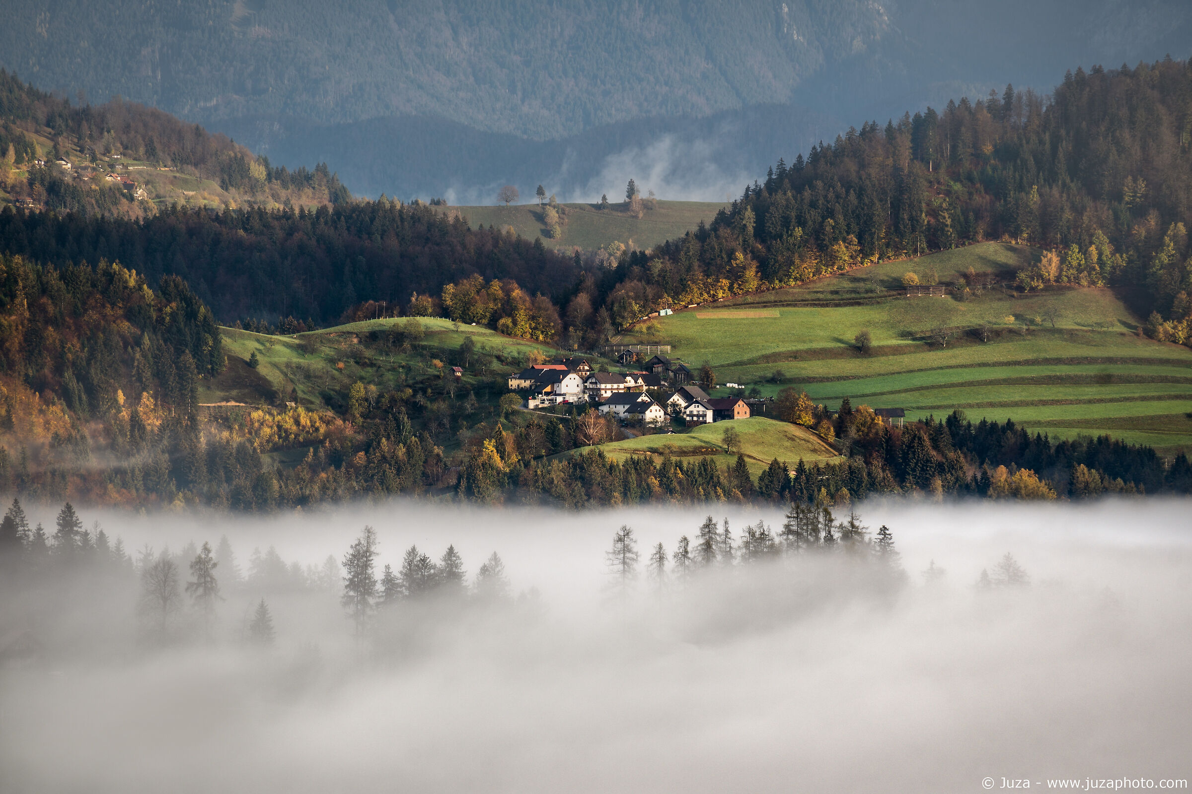 Sunrise in the mists, Slovenia