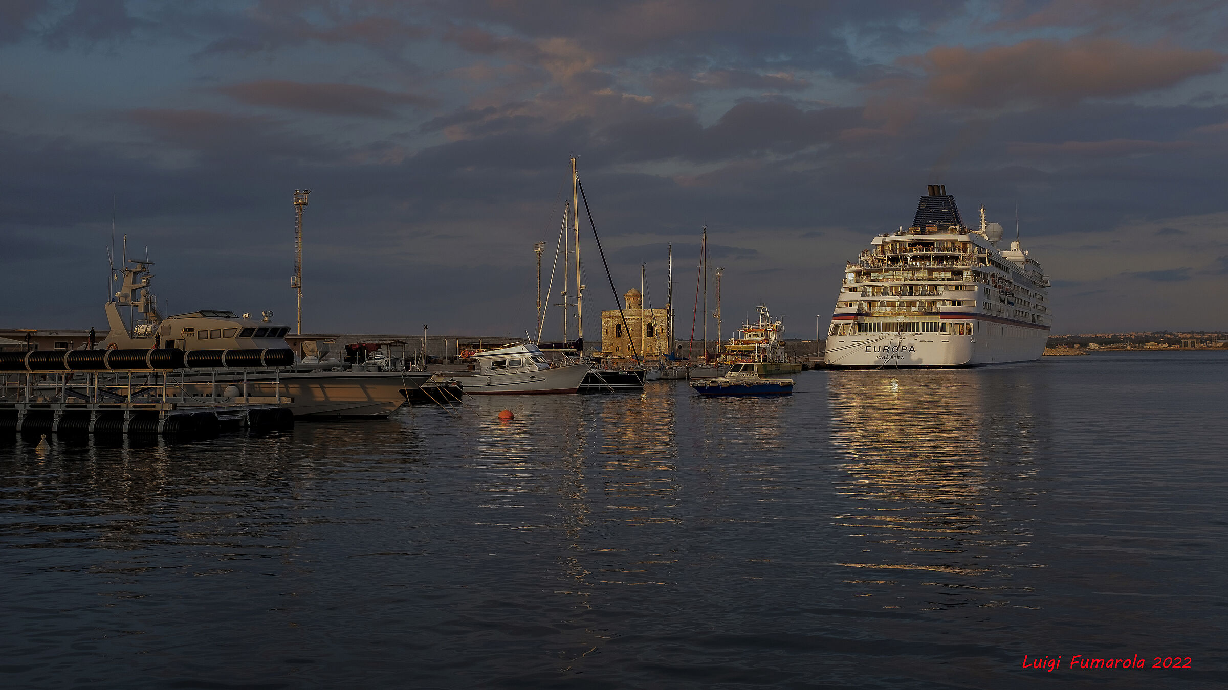 Sunset over the port.