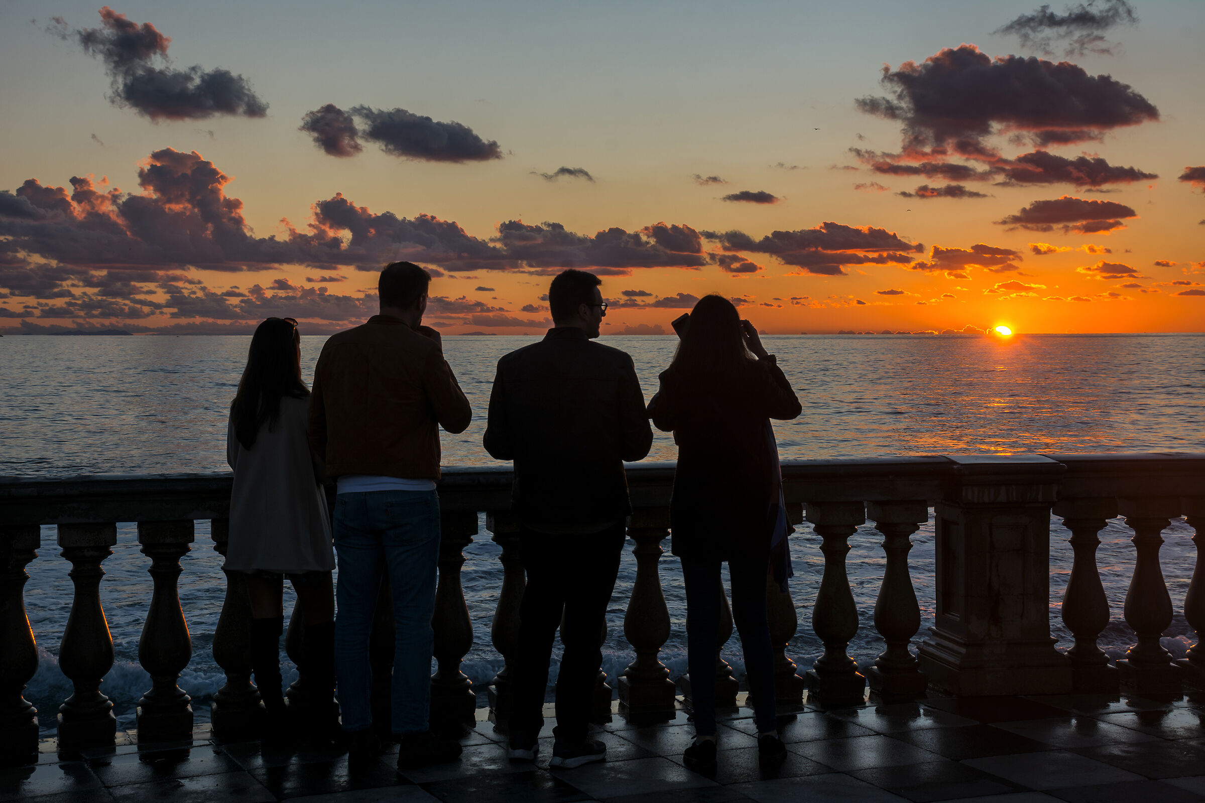 Admiring the sunset from the terrace