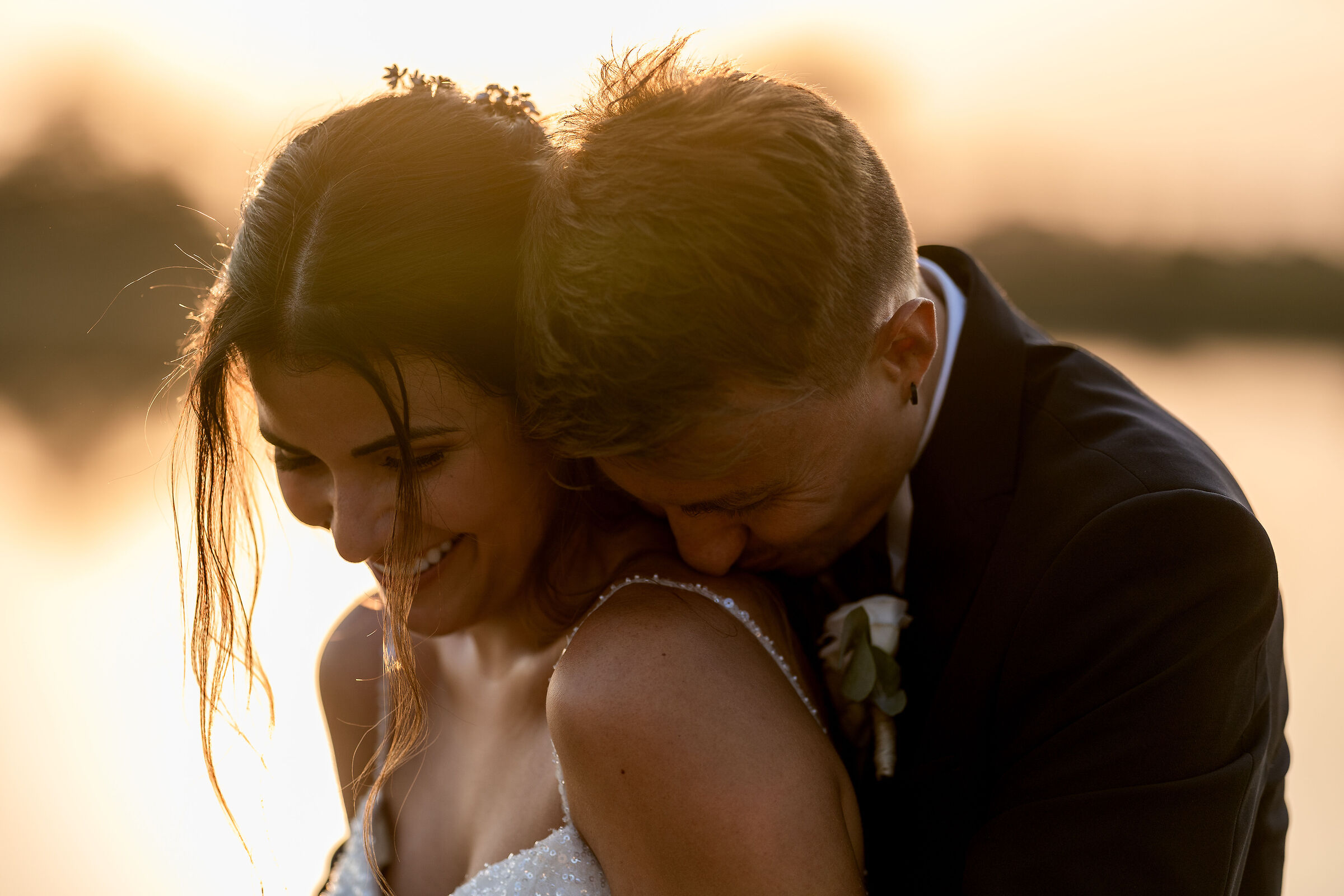 Hugs at sunset