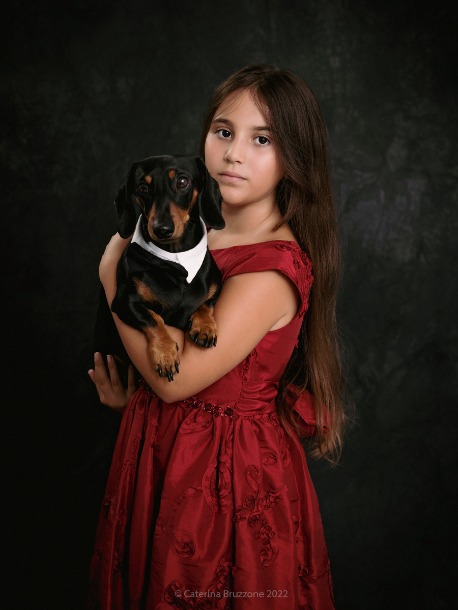 Maiden with dachshund,