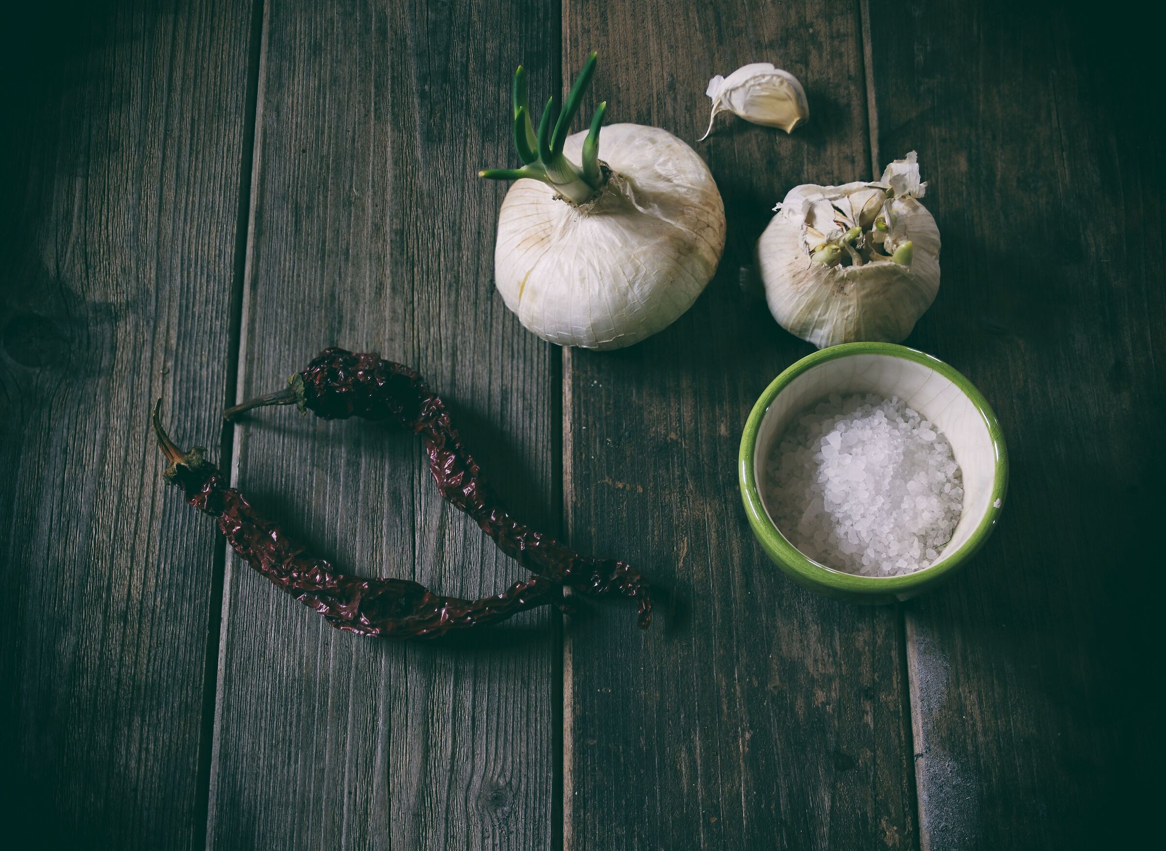Garlic salt and dried pepper