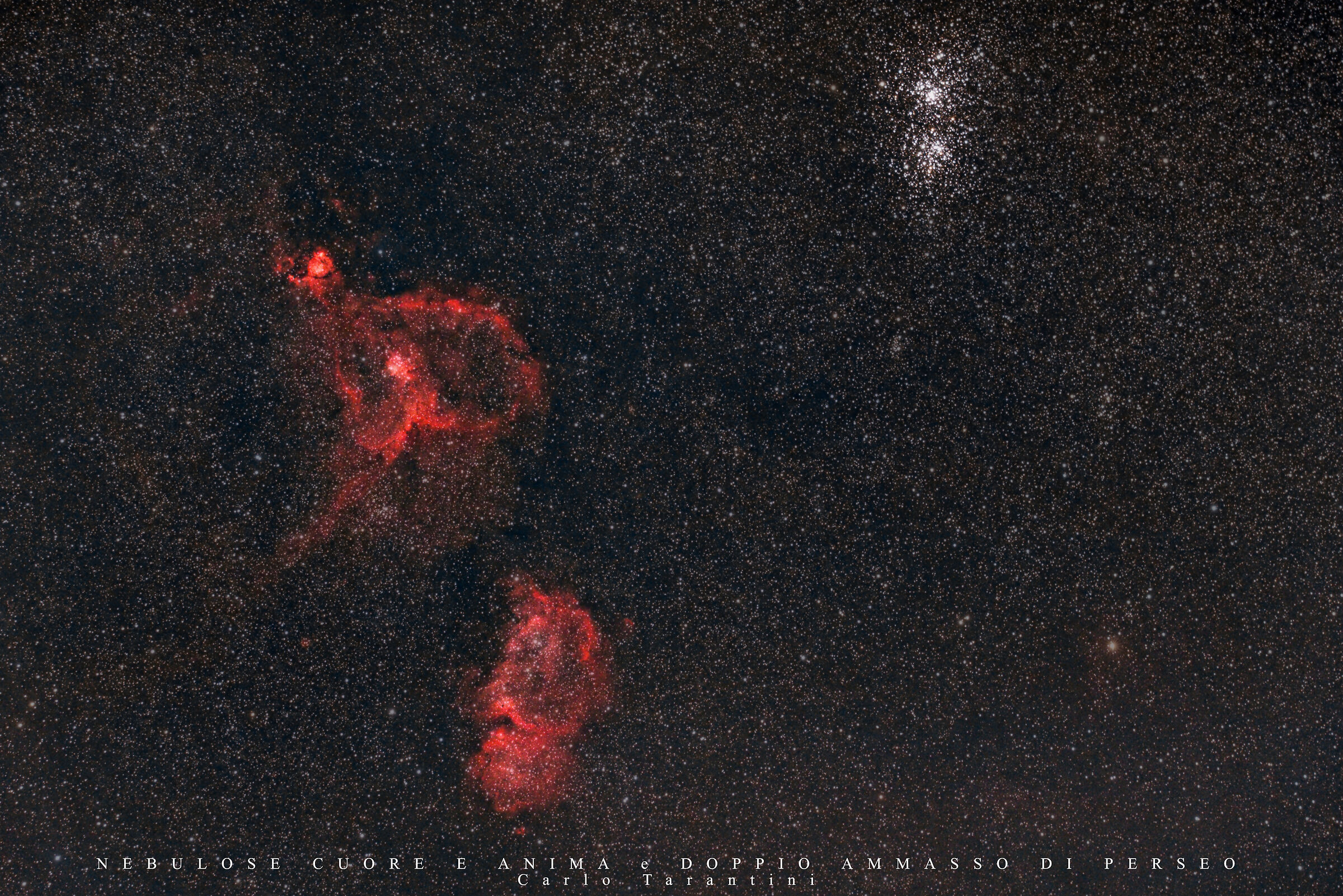 Heart and Soul Nebulae and Perseus Double Cluster