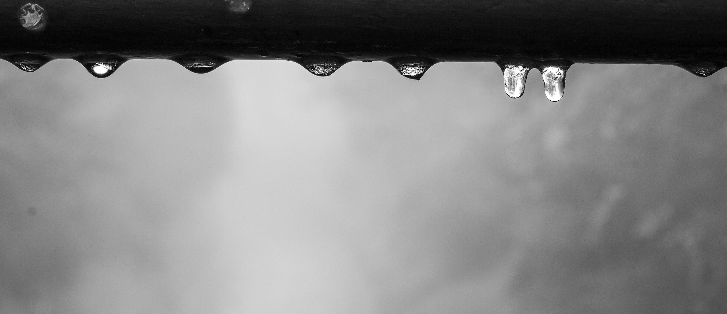 Drops of water freezing