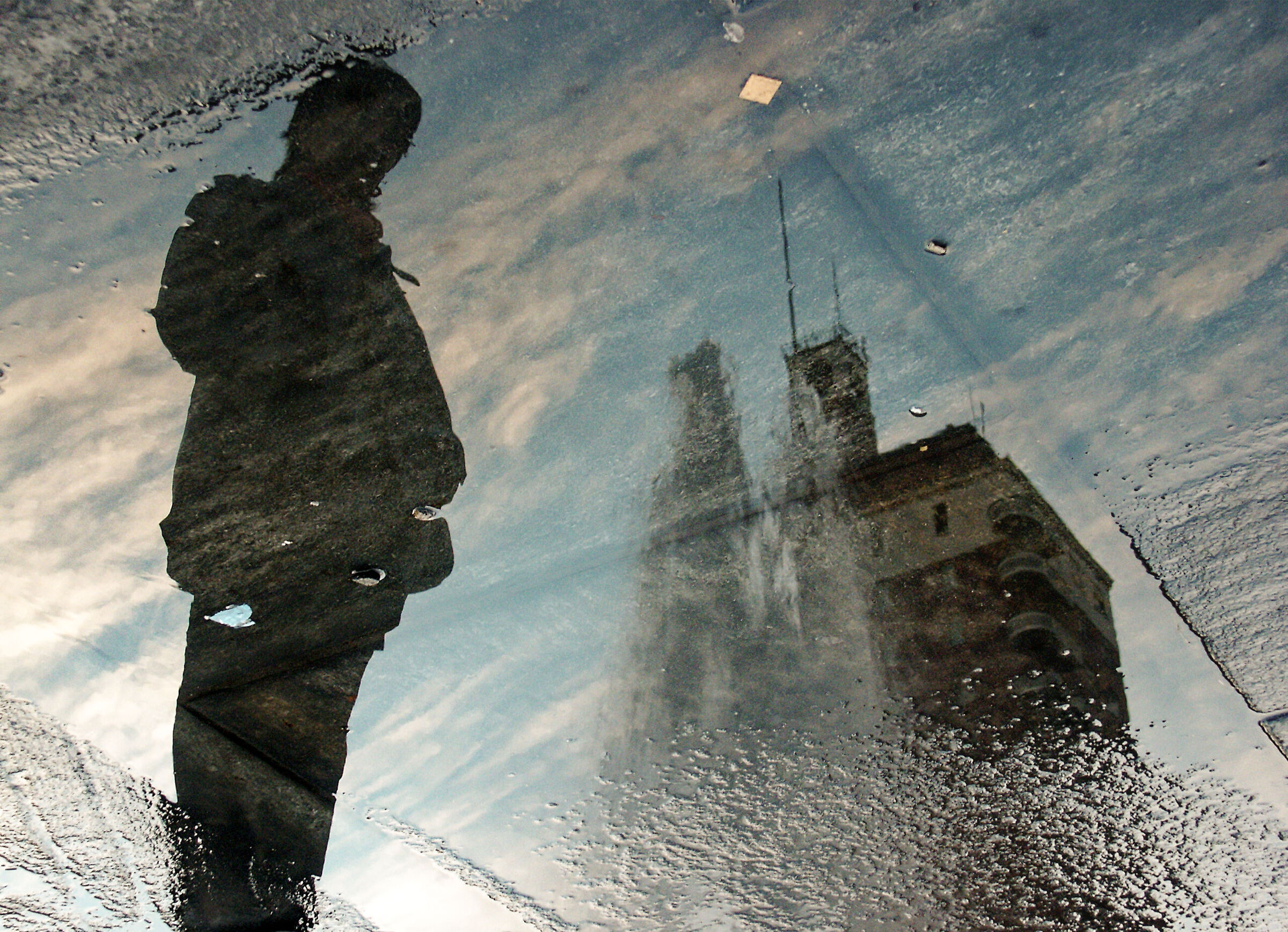 Reflection on the pavement