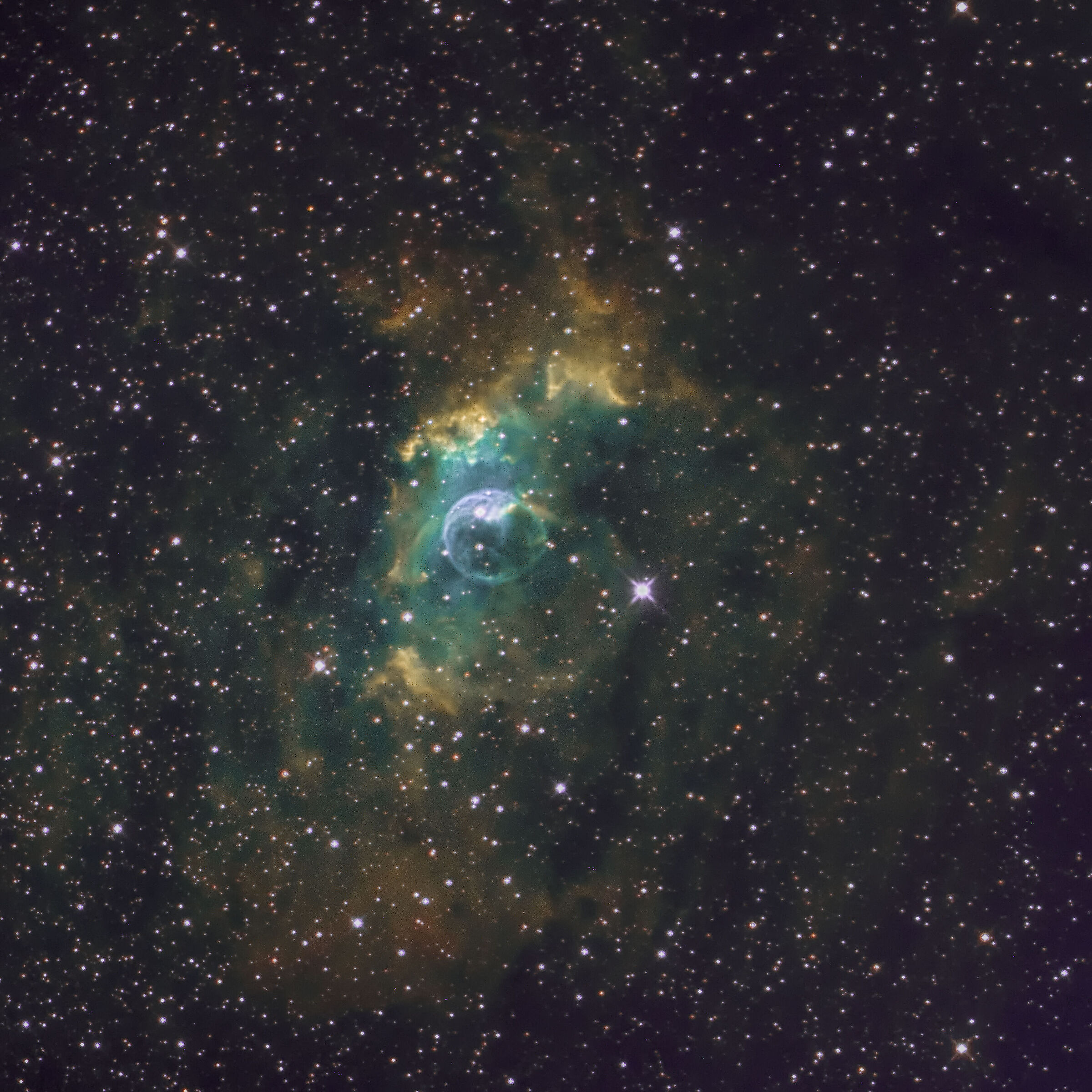 NGC 7635 - The Bubble Nebula (Hubble Palette)