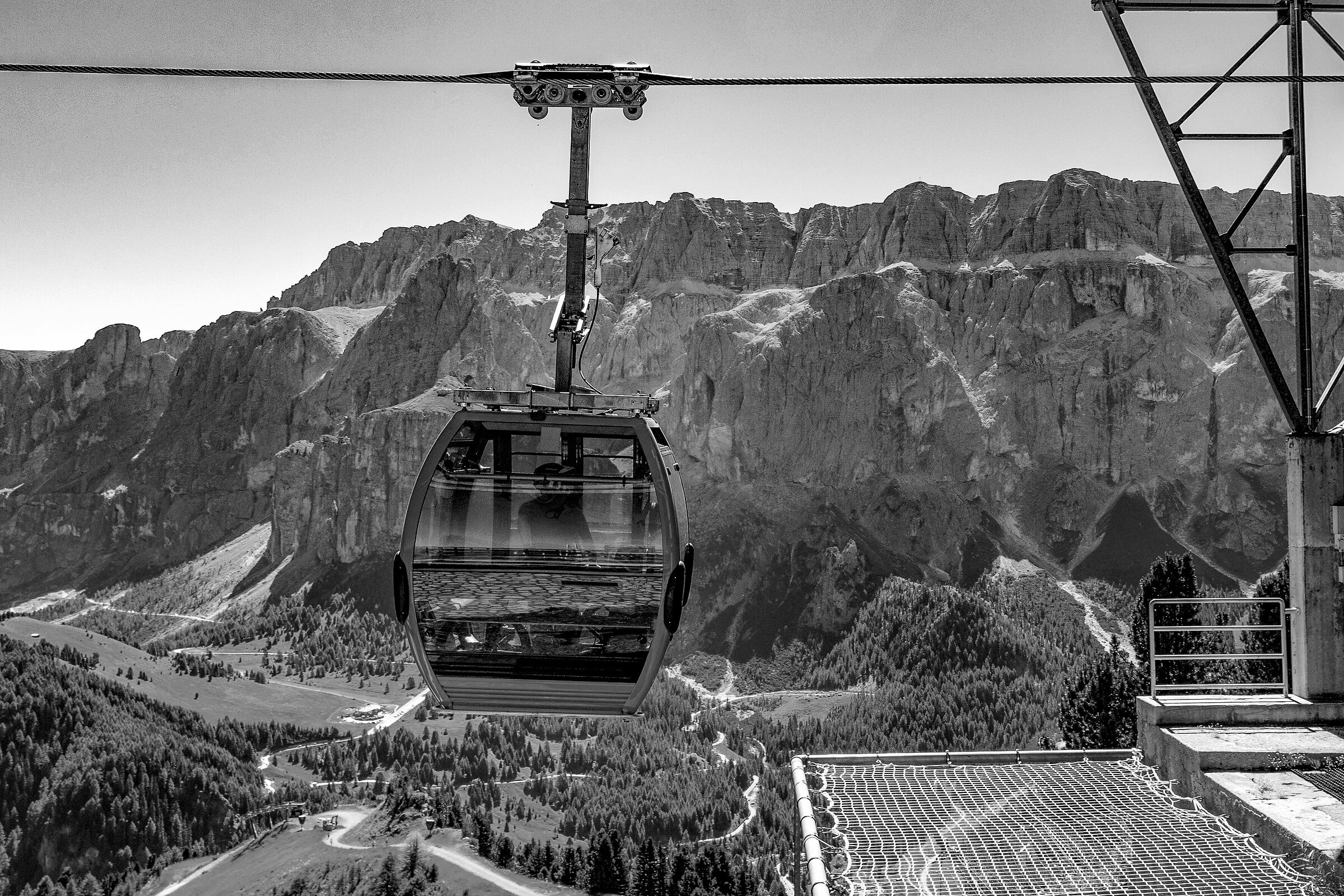 Suspended in front of the Sella