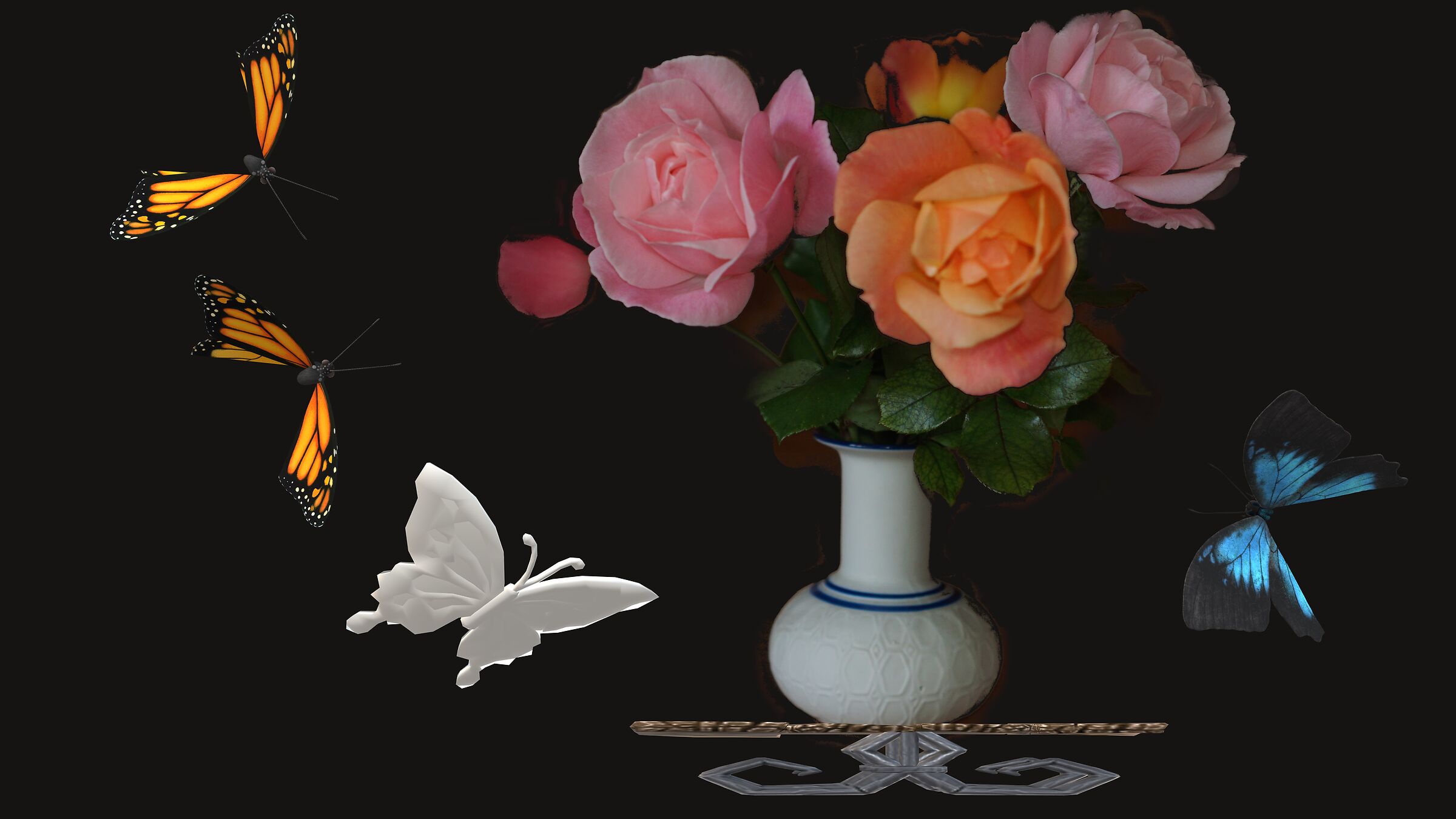 rose e farfalle