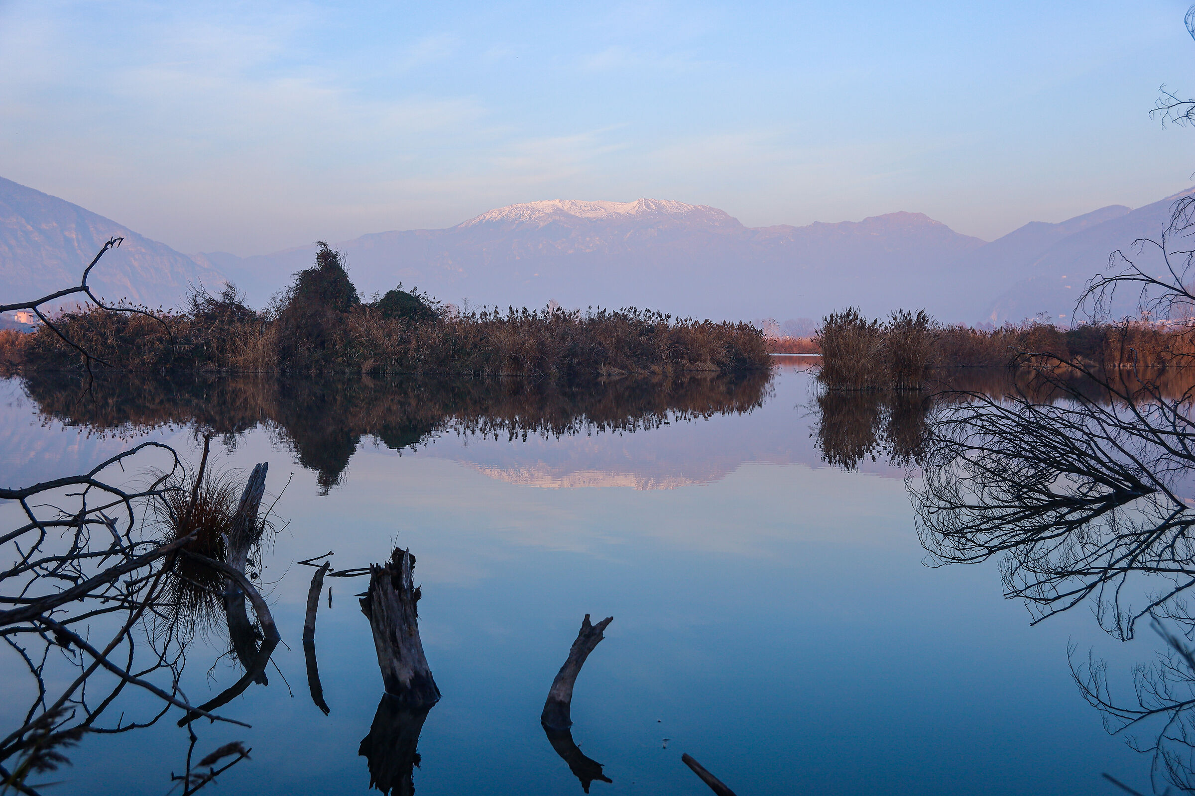 Vista del Monte Guglielmo dalle Torbiere del sebino