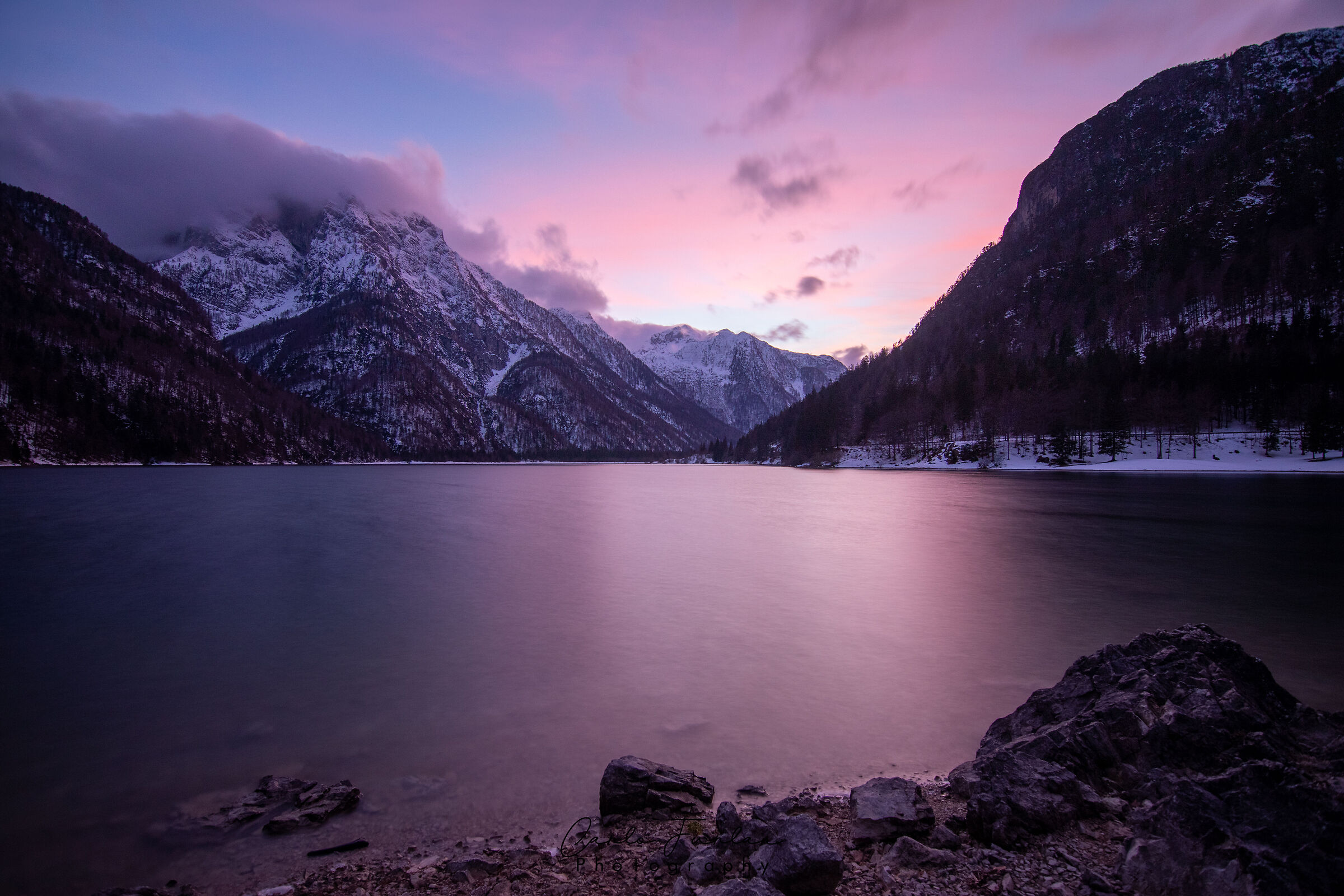 Lake Predil at sunset