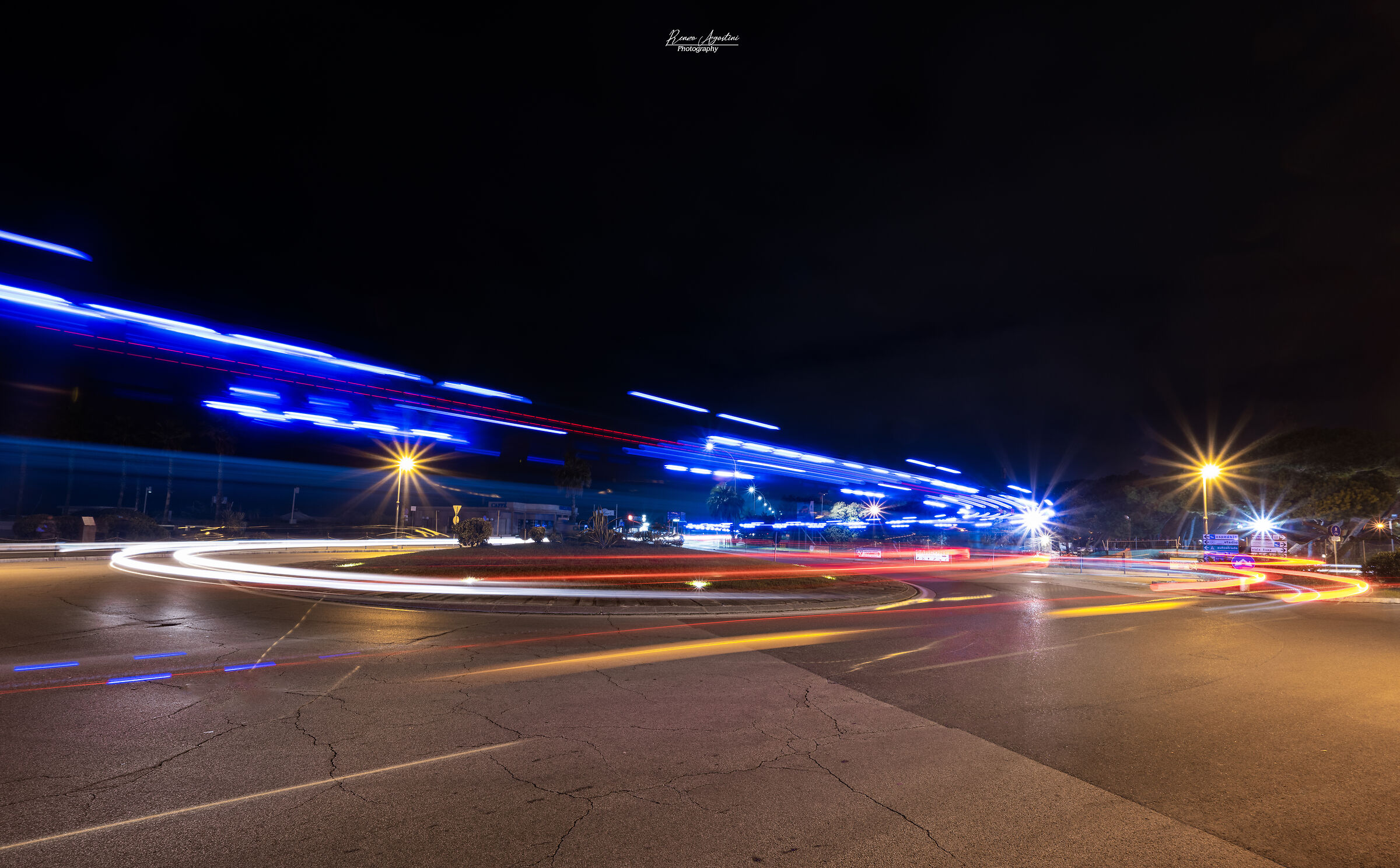 Lights on the roundabout.