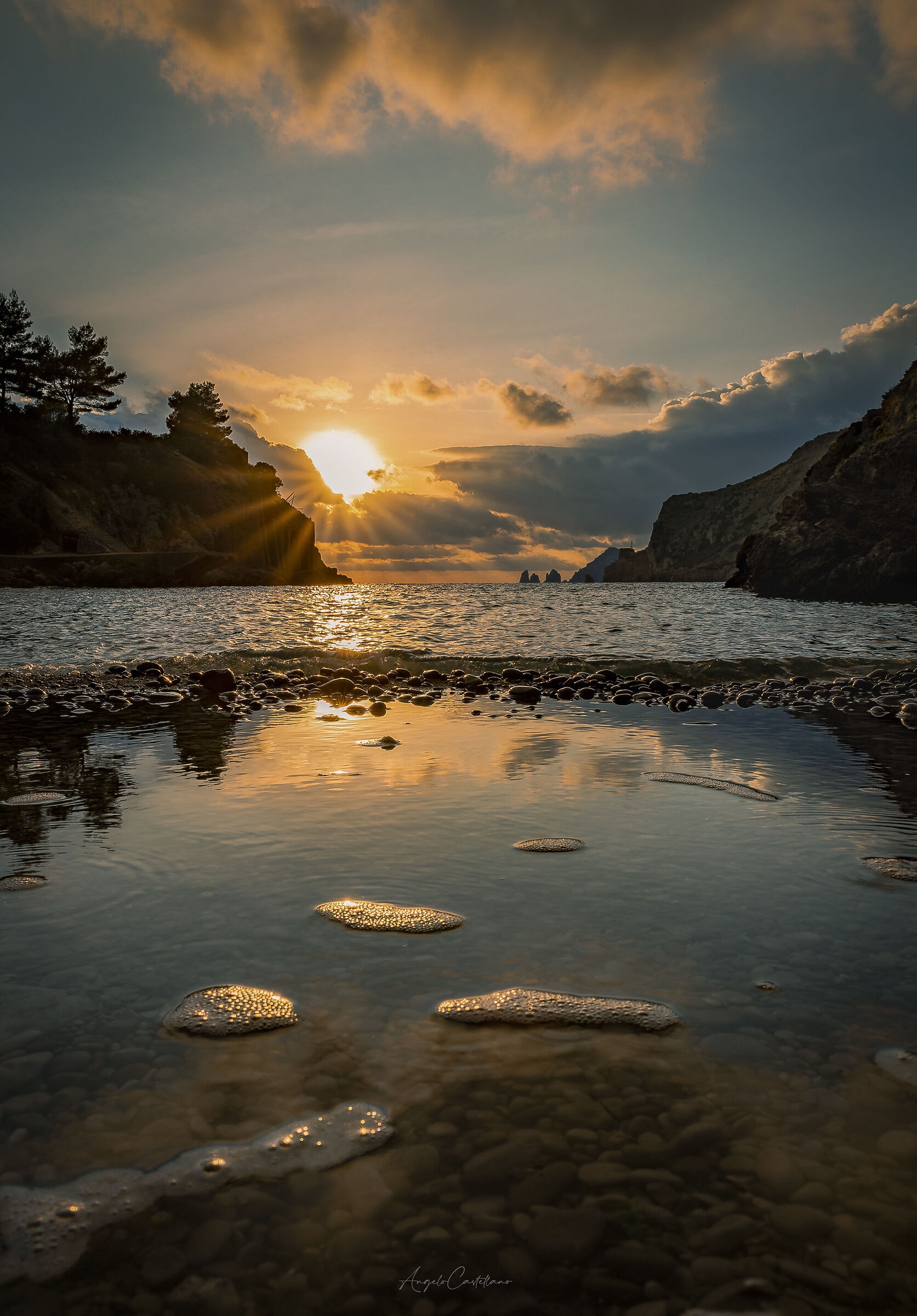 sunset at Ieranto bay.