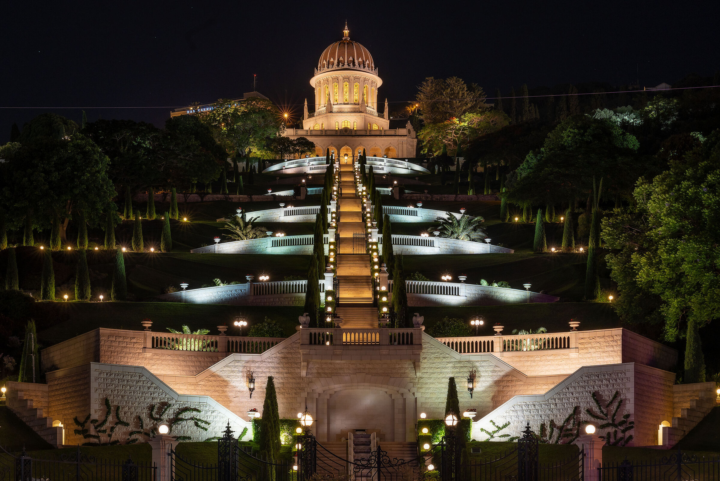 Bahai Gardens by night
