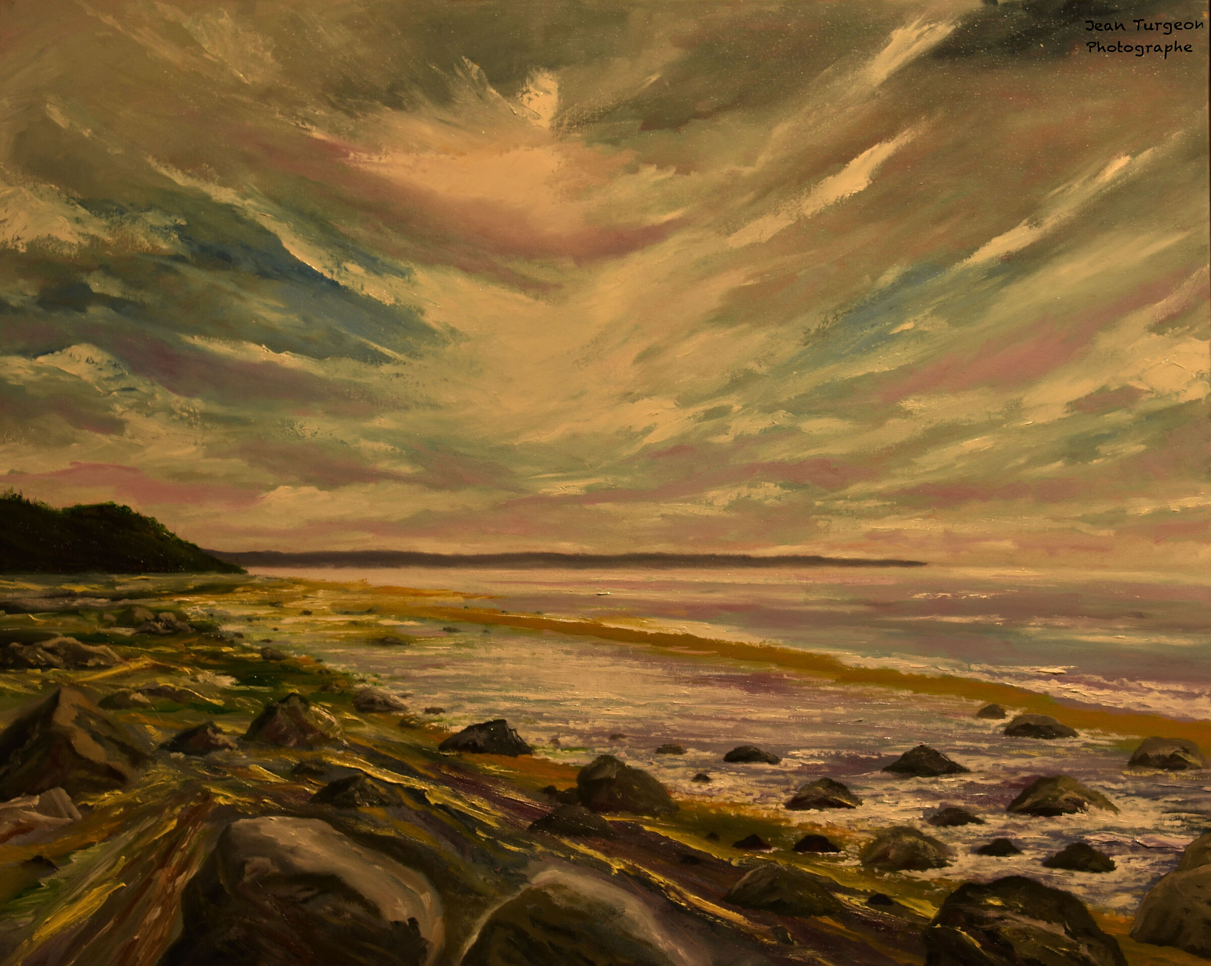 Momenti bassi del fiume St-Lawrence.. Pittura..