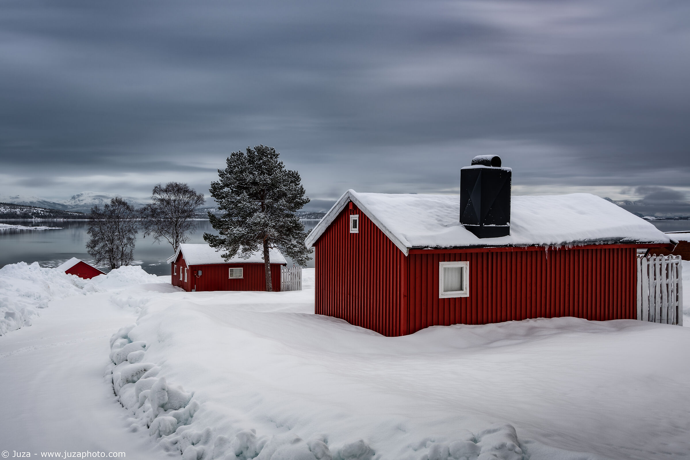 Cabins in the snow, Senja