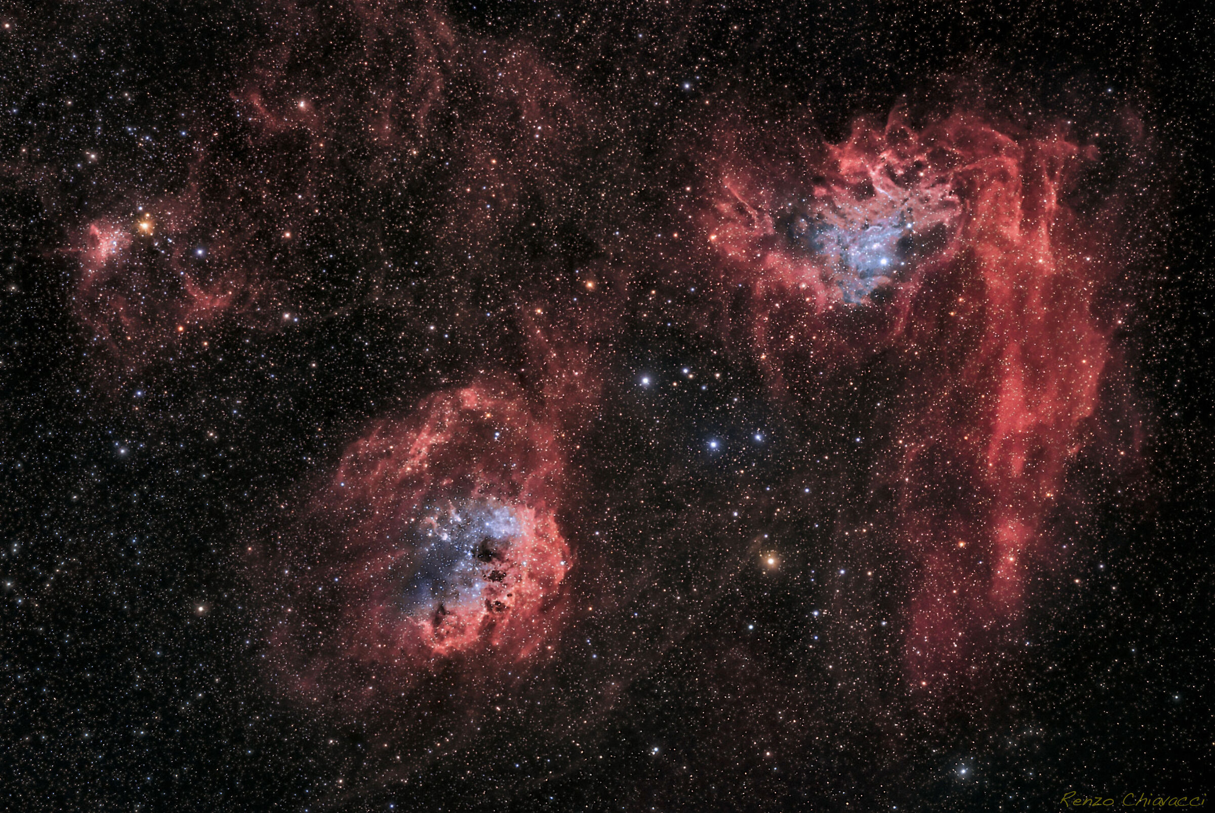 ic410 & 405 (Tadpole and Flaming Star) in Charioteer