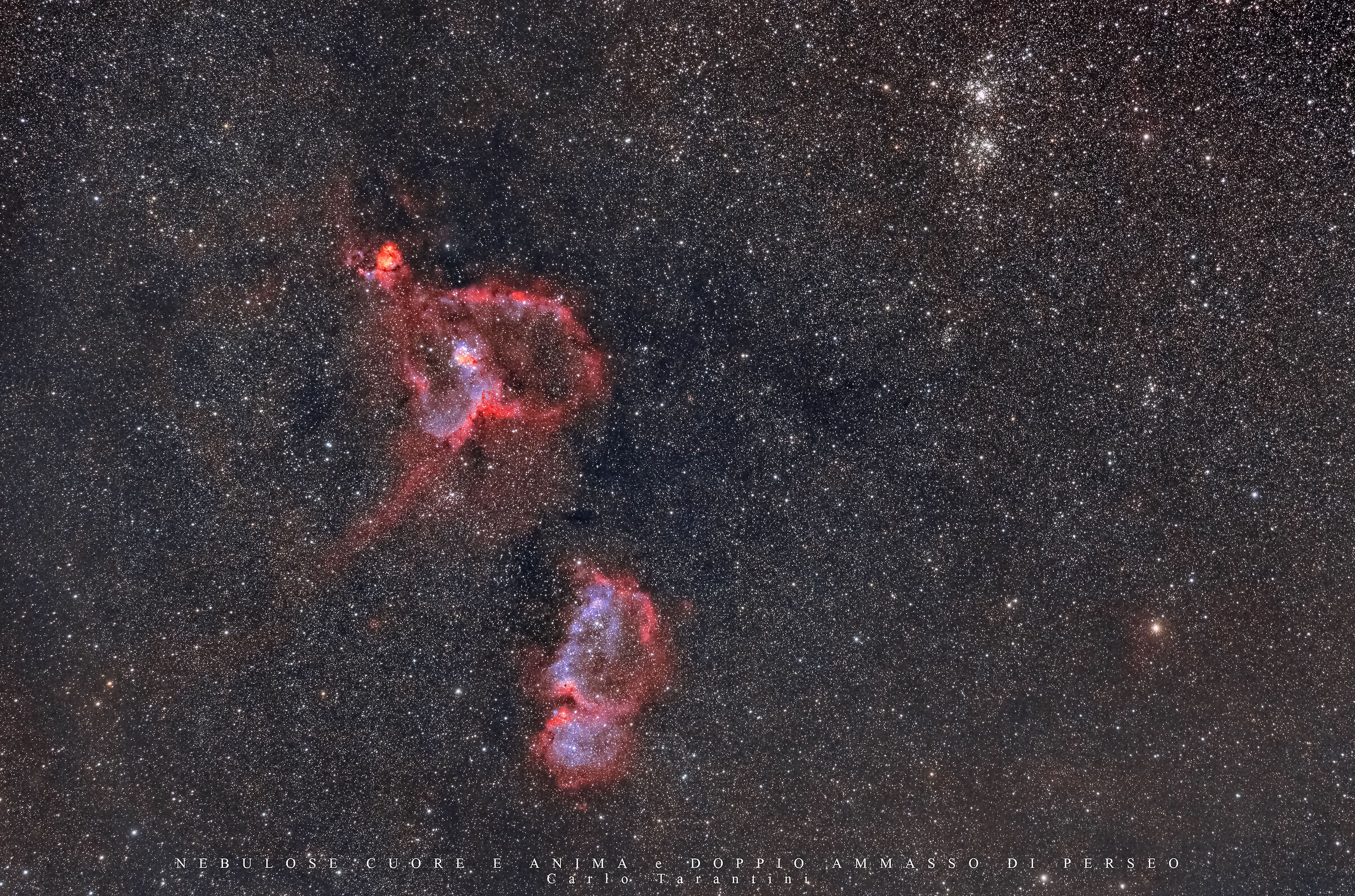 Heart and Soul Nebulae and Perseus V3 Double Cluster