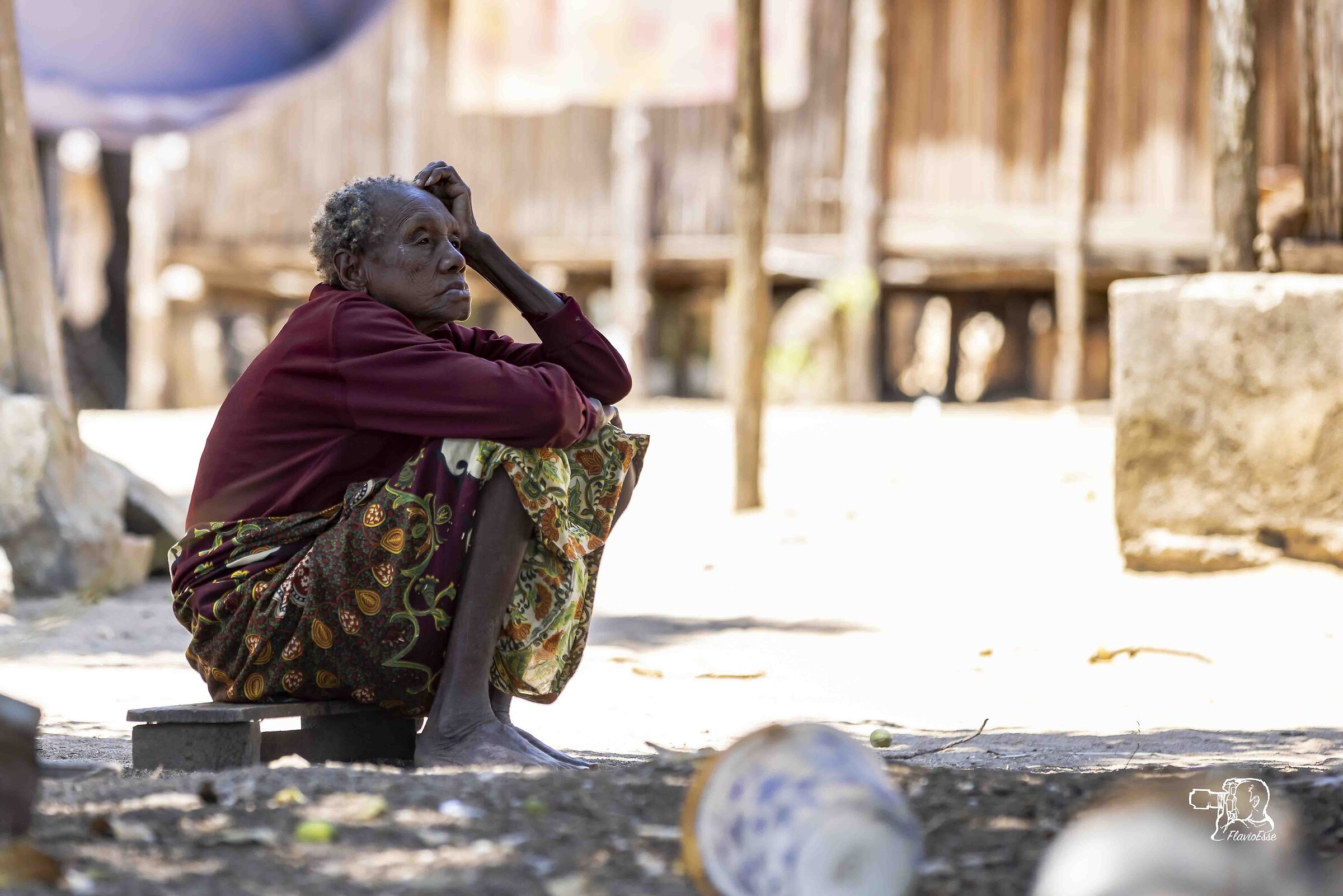 Enraptured by herself.