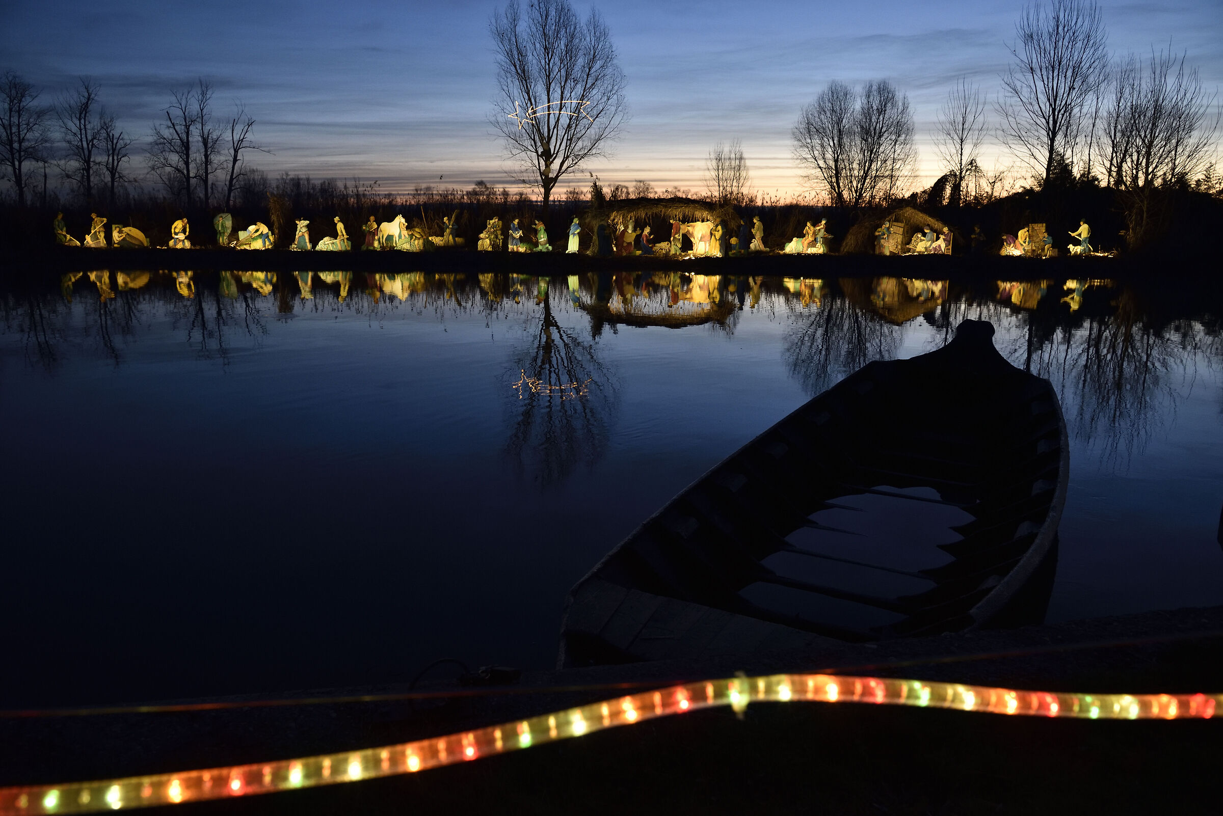 Nativity scene on the river