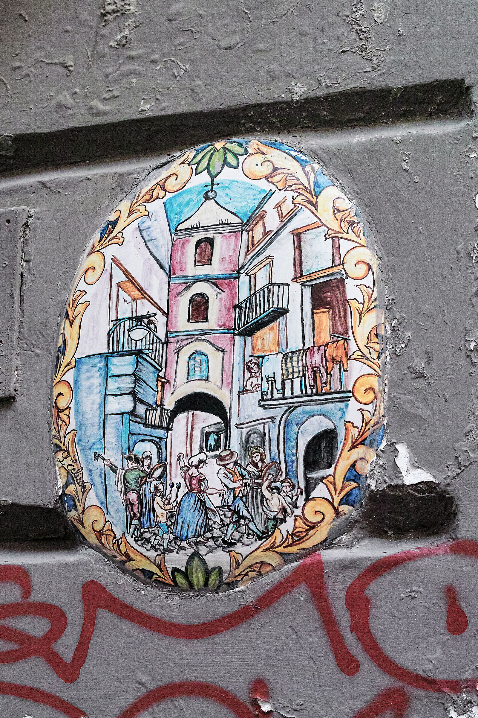 Napoli-Ceramica murale con soggetto: S. Gregorio Armeno
