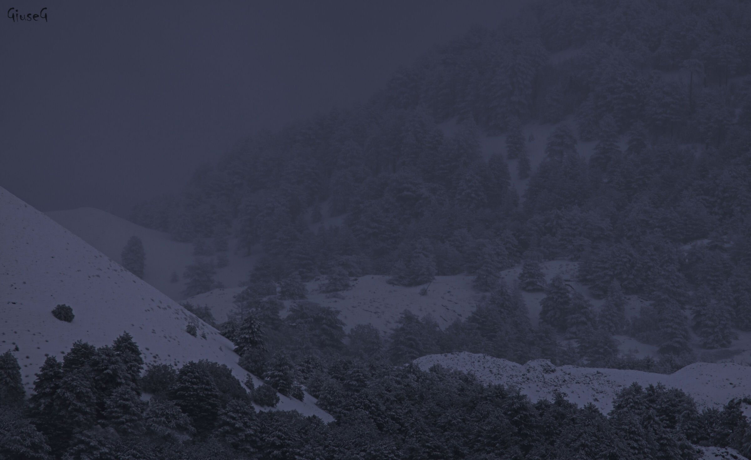 Tormenta di neve sull'Etna