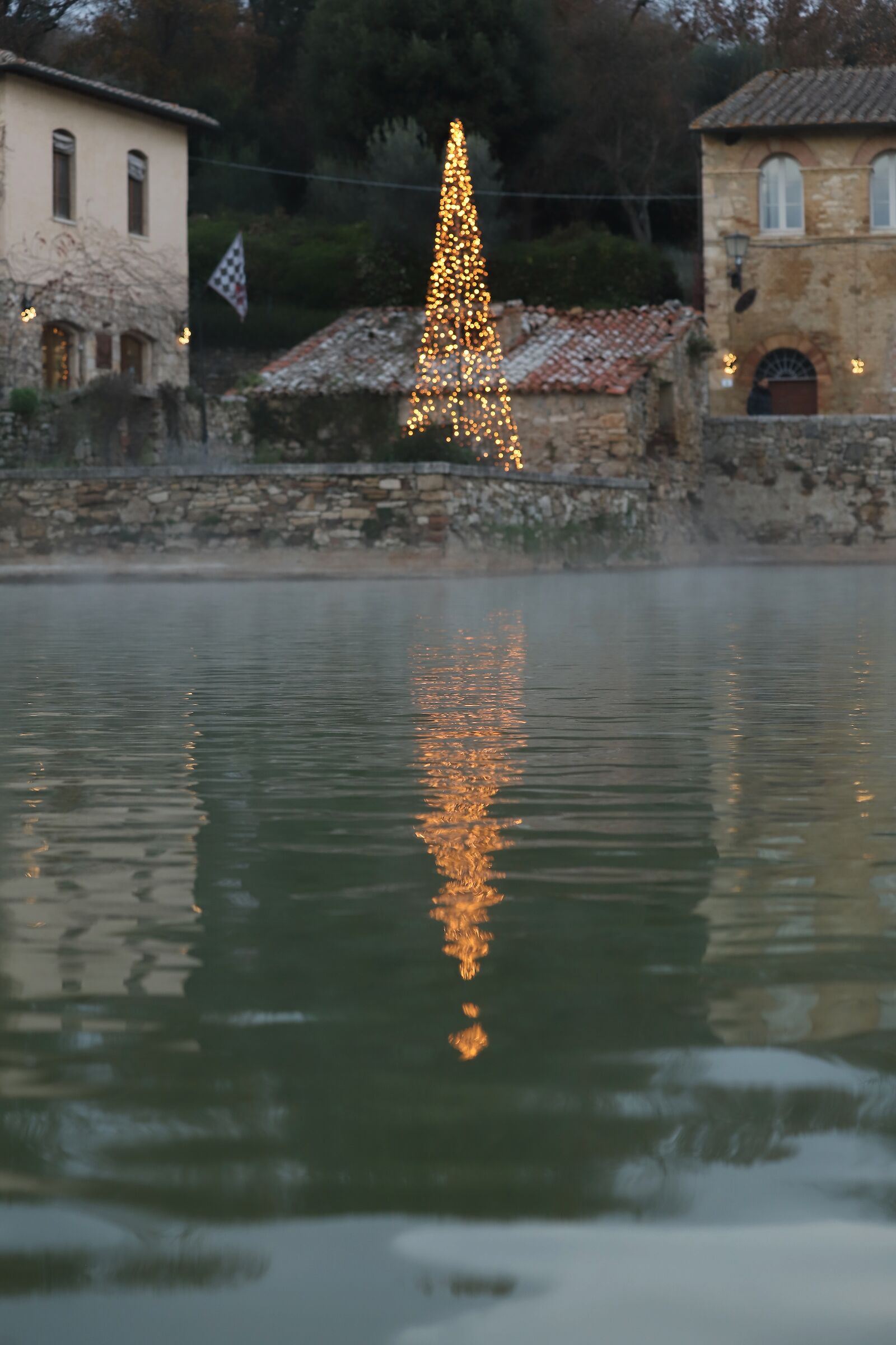 evening falls in Bagno Vignoni