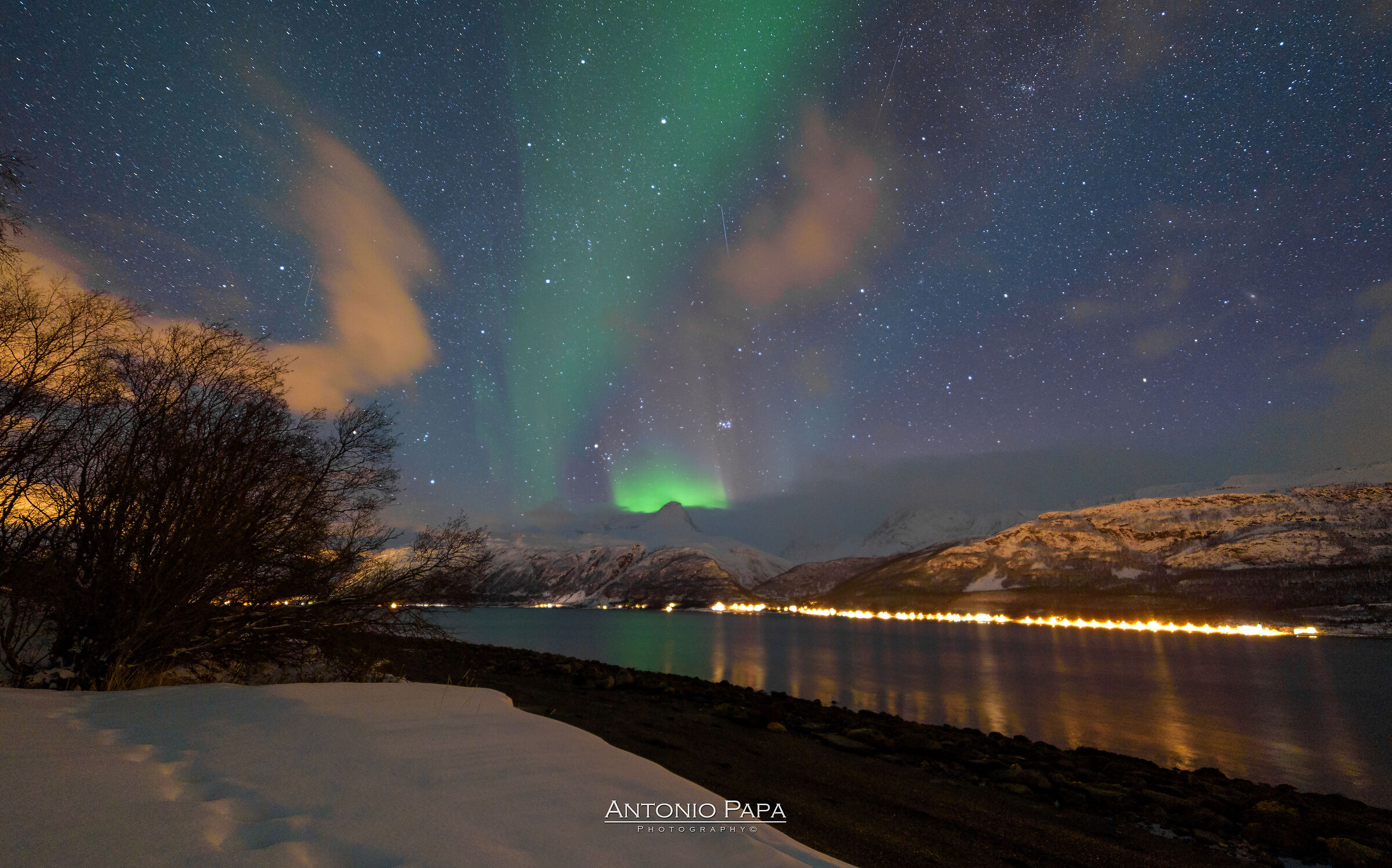 Aurora Borealis on Norwegian fjord