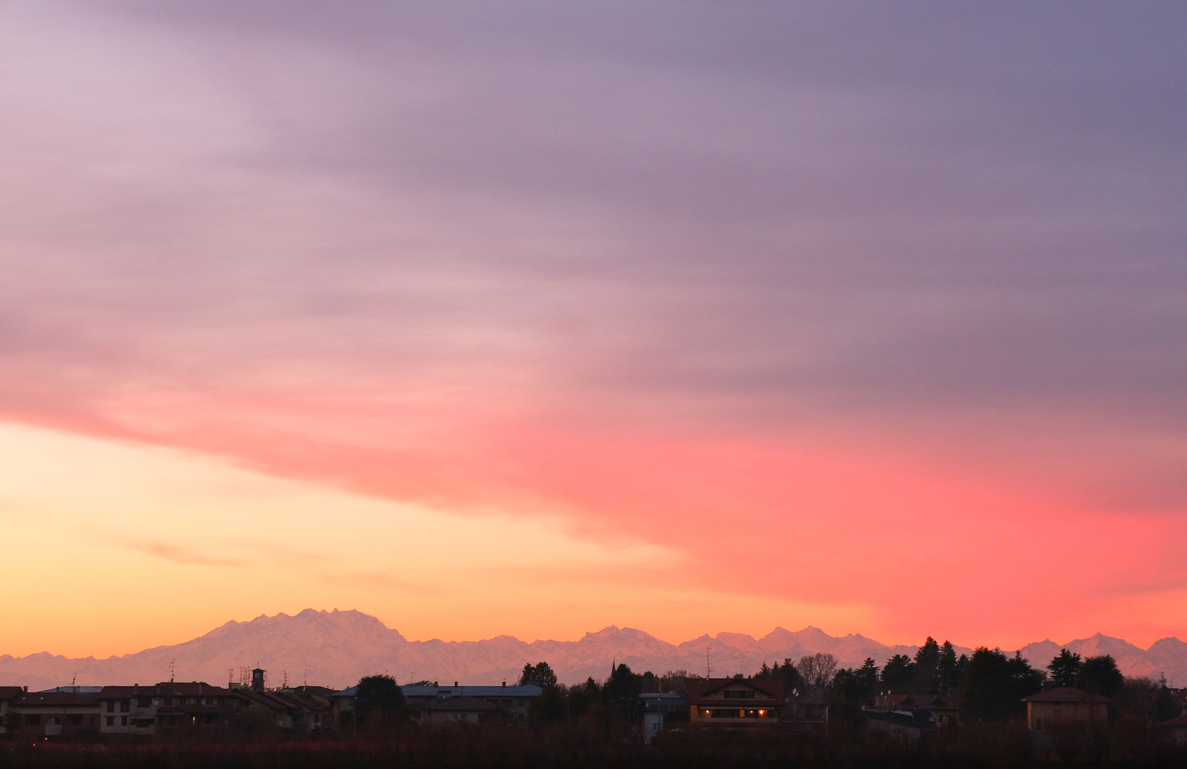 Tramonto invernale sul Rosa