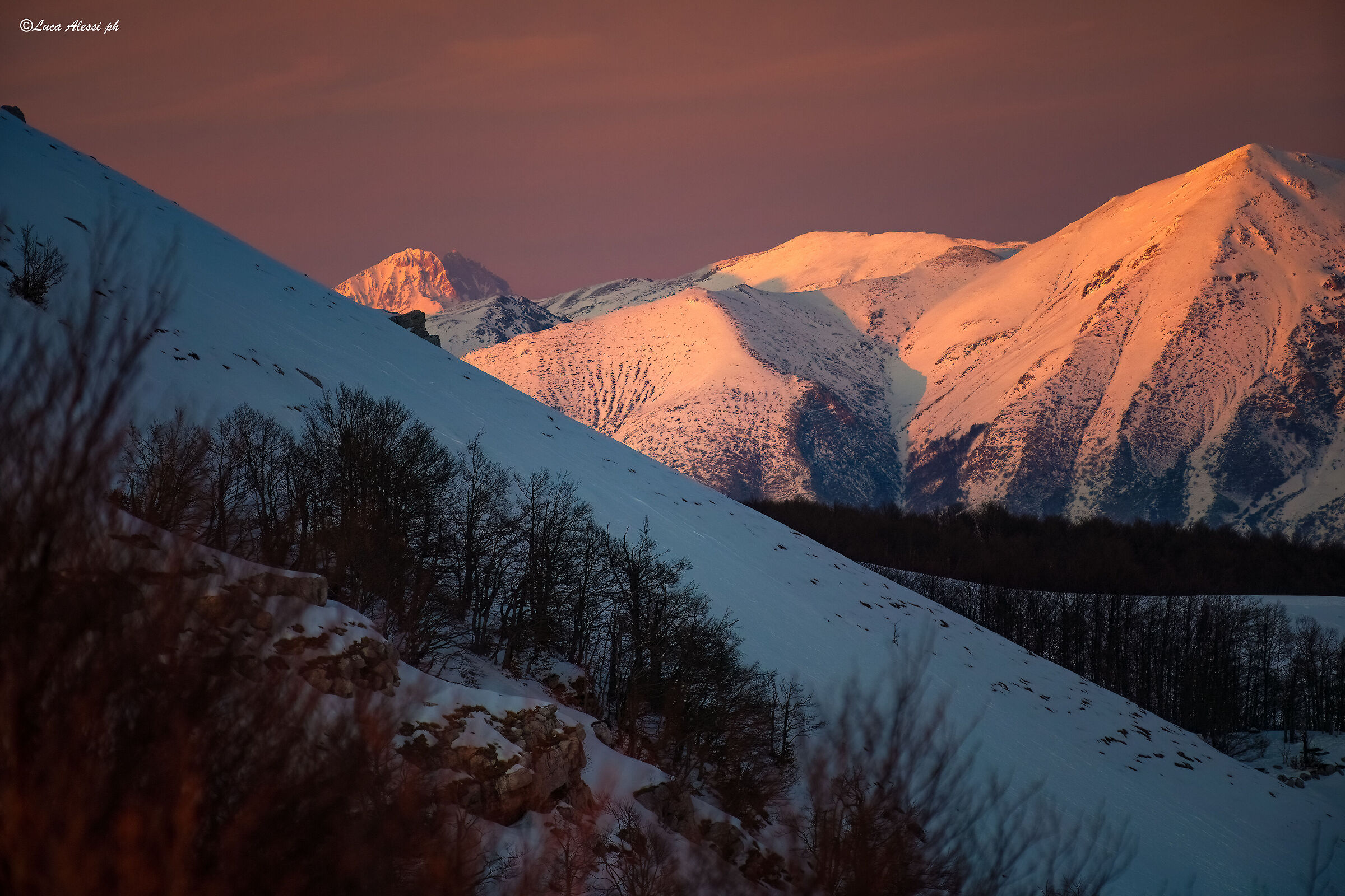 Velino and Gran Sasso at sunset