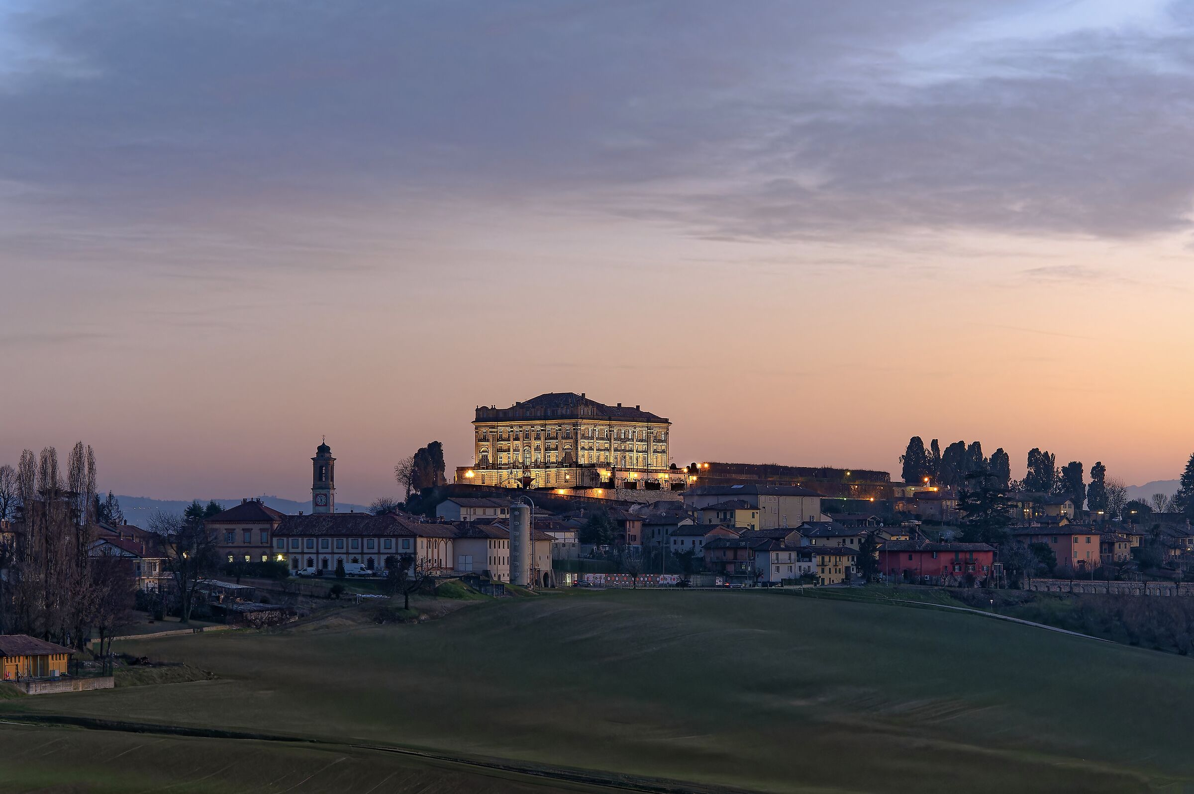 The castle lights up