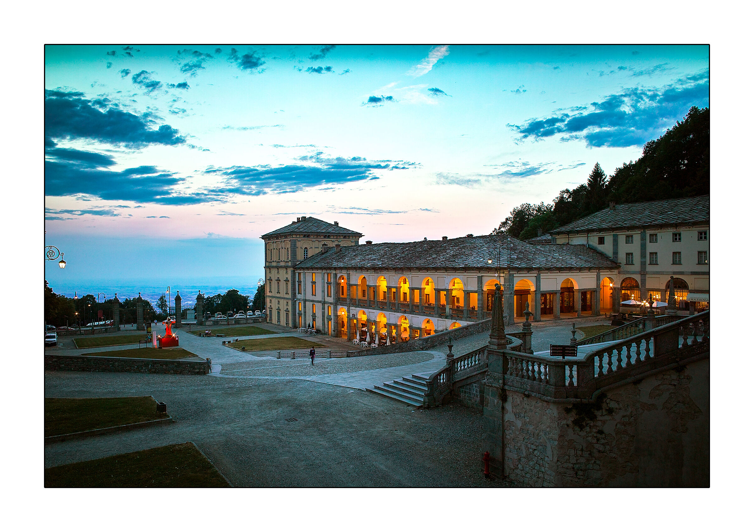 Sanctuary of Oropa at dusk.