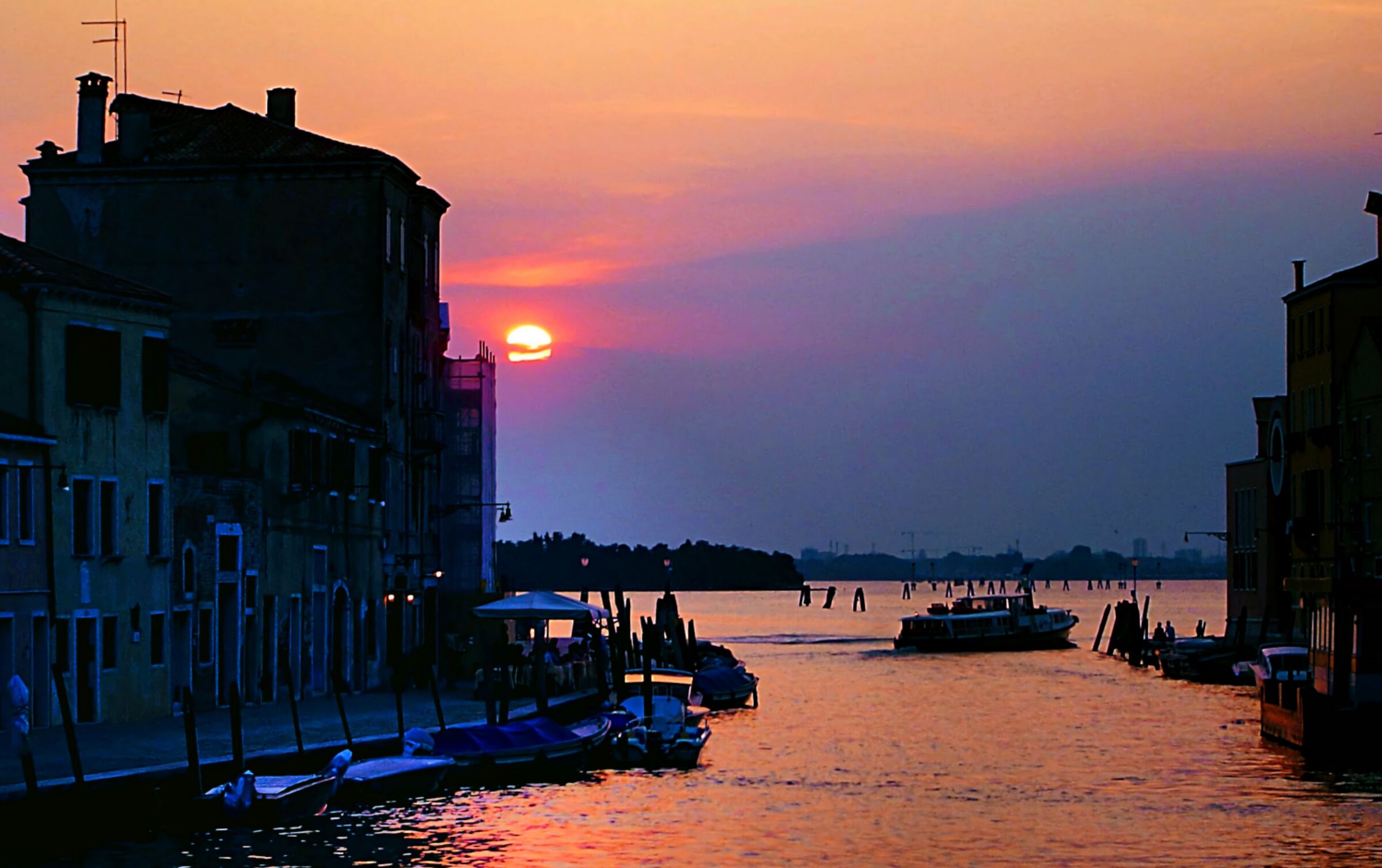 Sunset on one of the canals of Venice