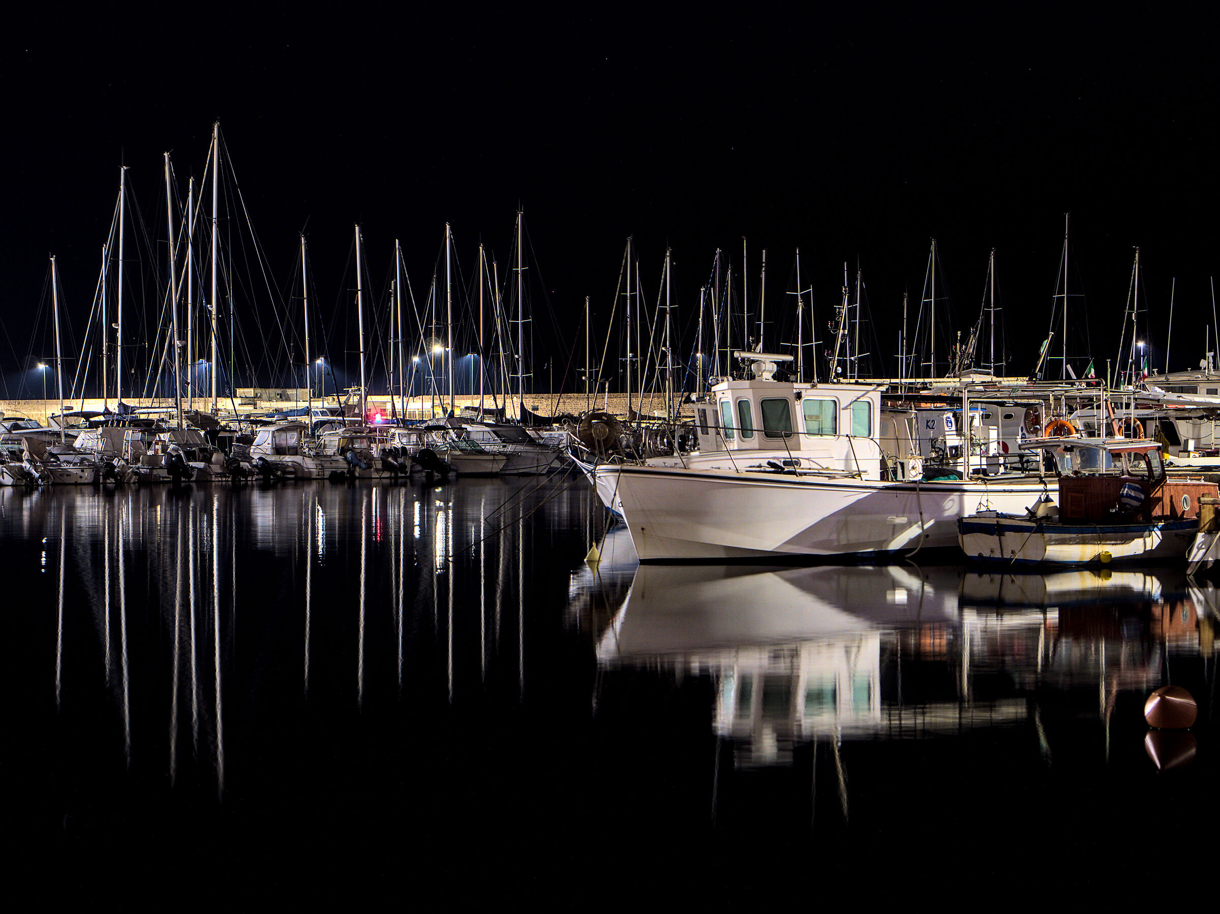 At the port at night