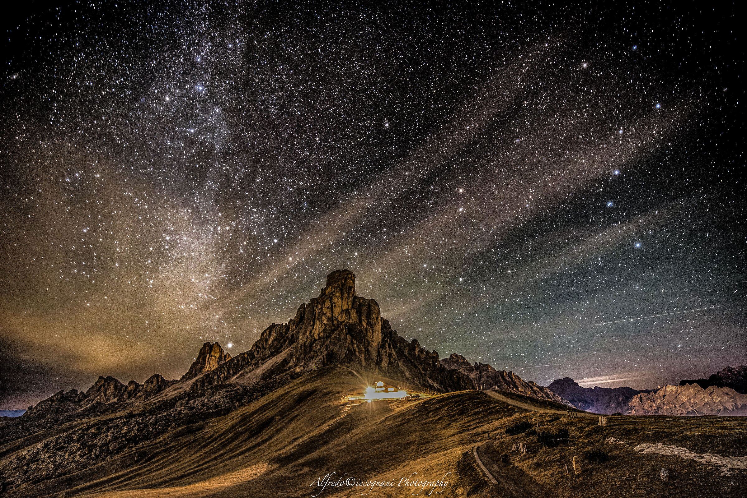 The Nuvolau mountain surrounded by stars