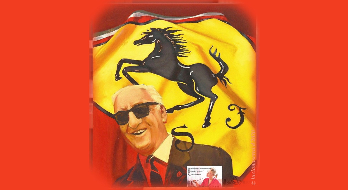 Enzo Ferrari in un'opera pittorica di "Vicky" ...