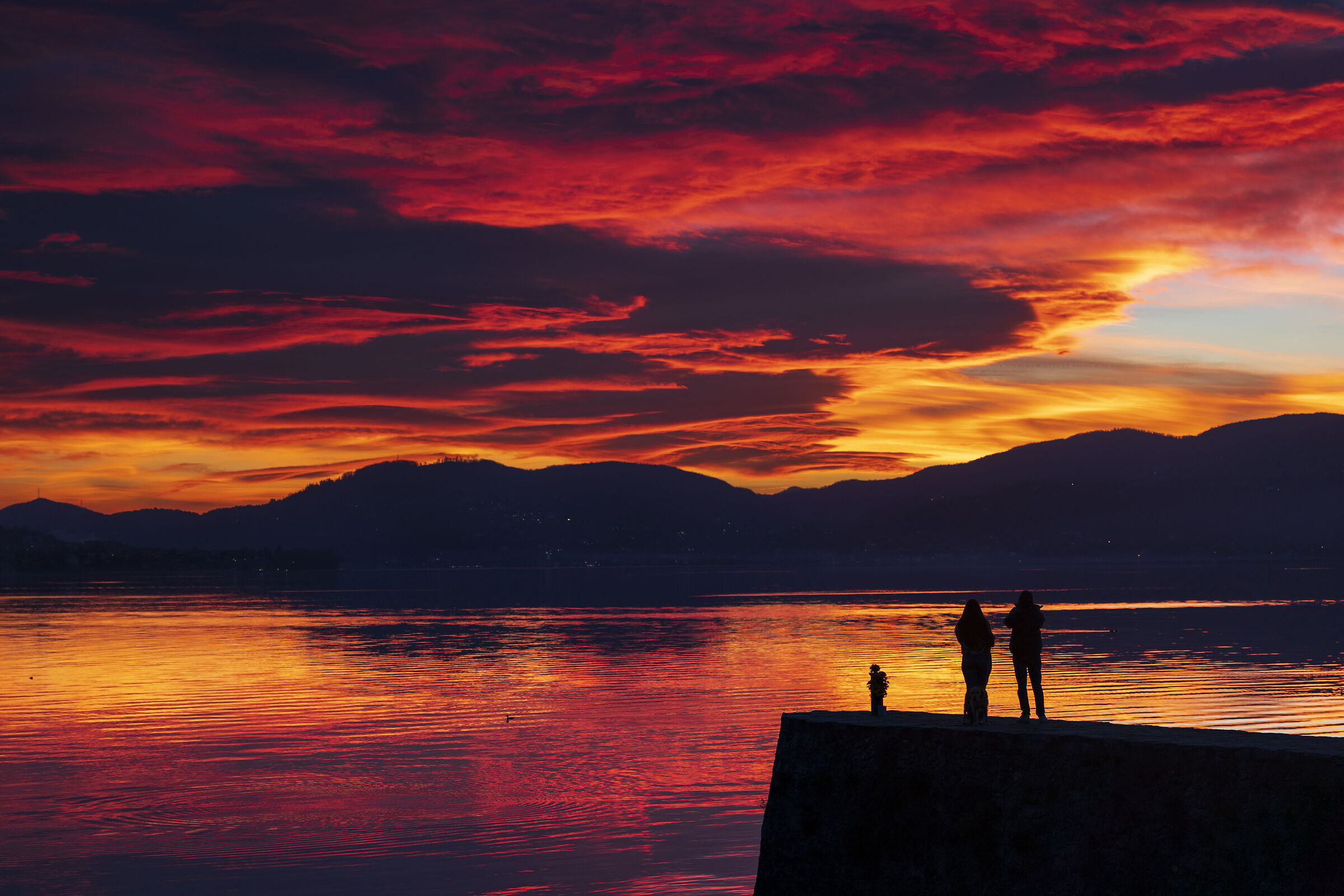 Winter sunset on Lake Maggiore