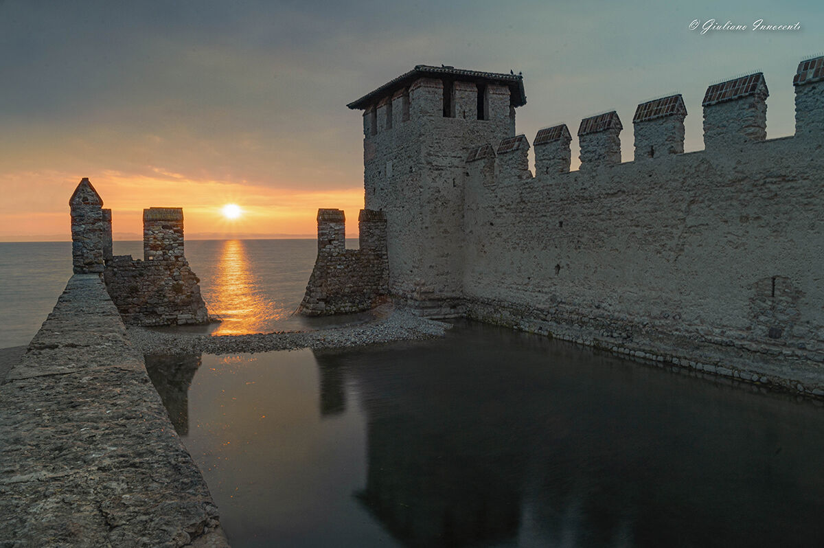 the sunrise at the castle of Sirmione