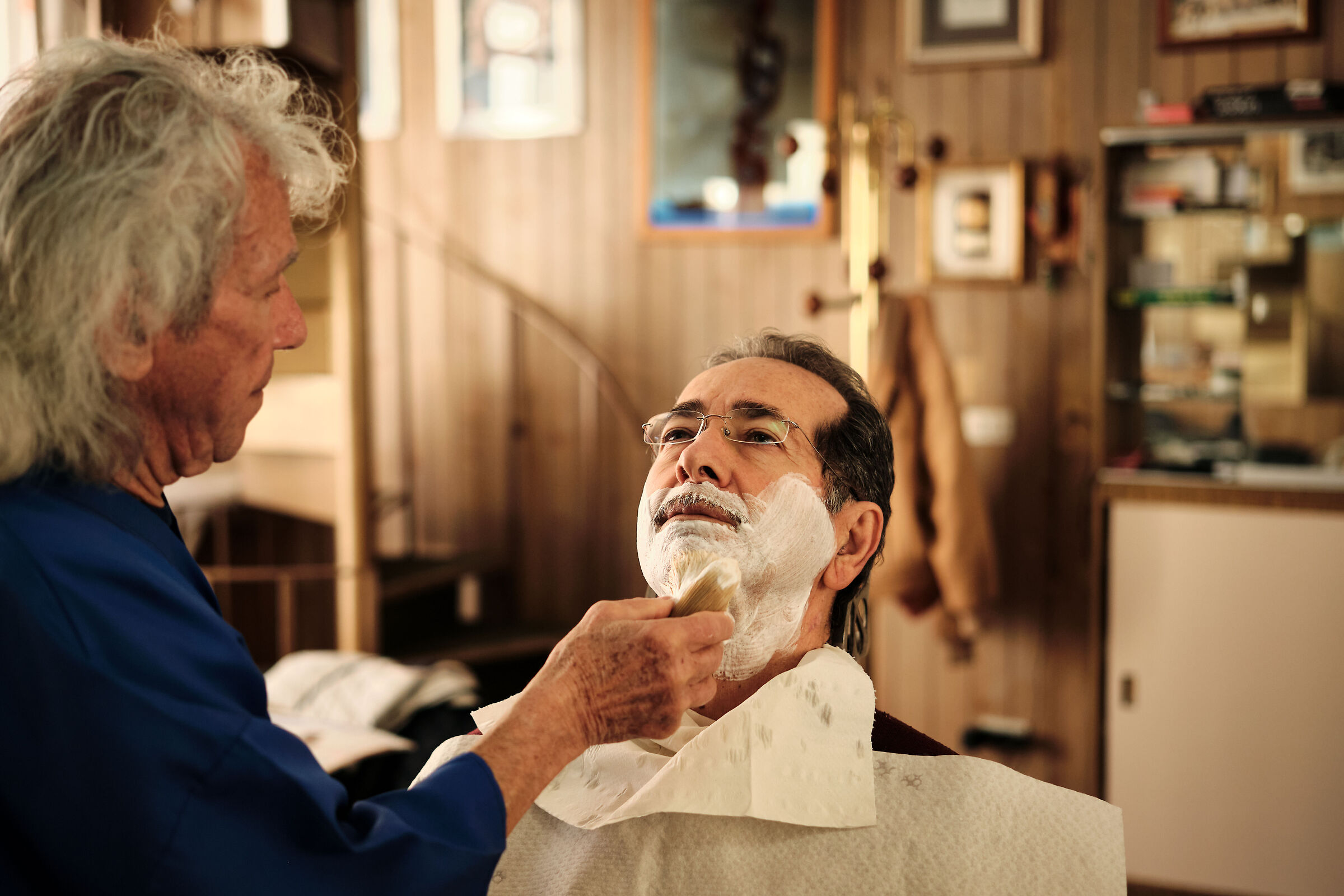 my father at the barber shop