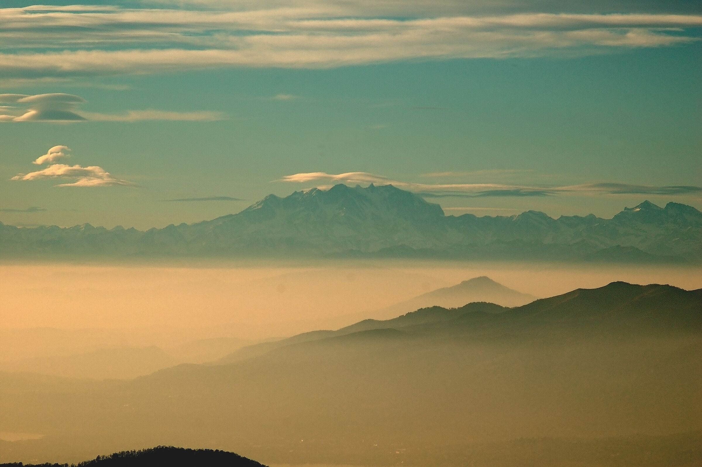 The colossal eastern face of Monte Rosa from Bergamo