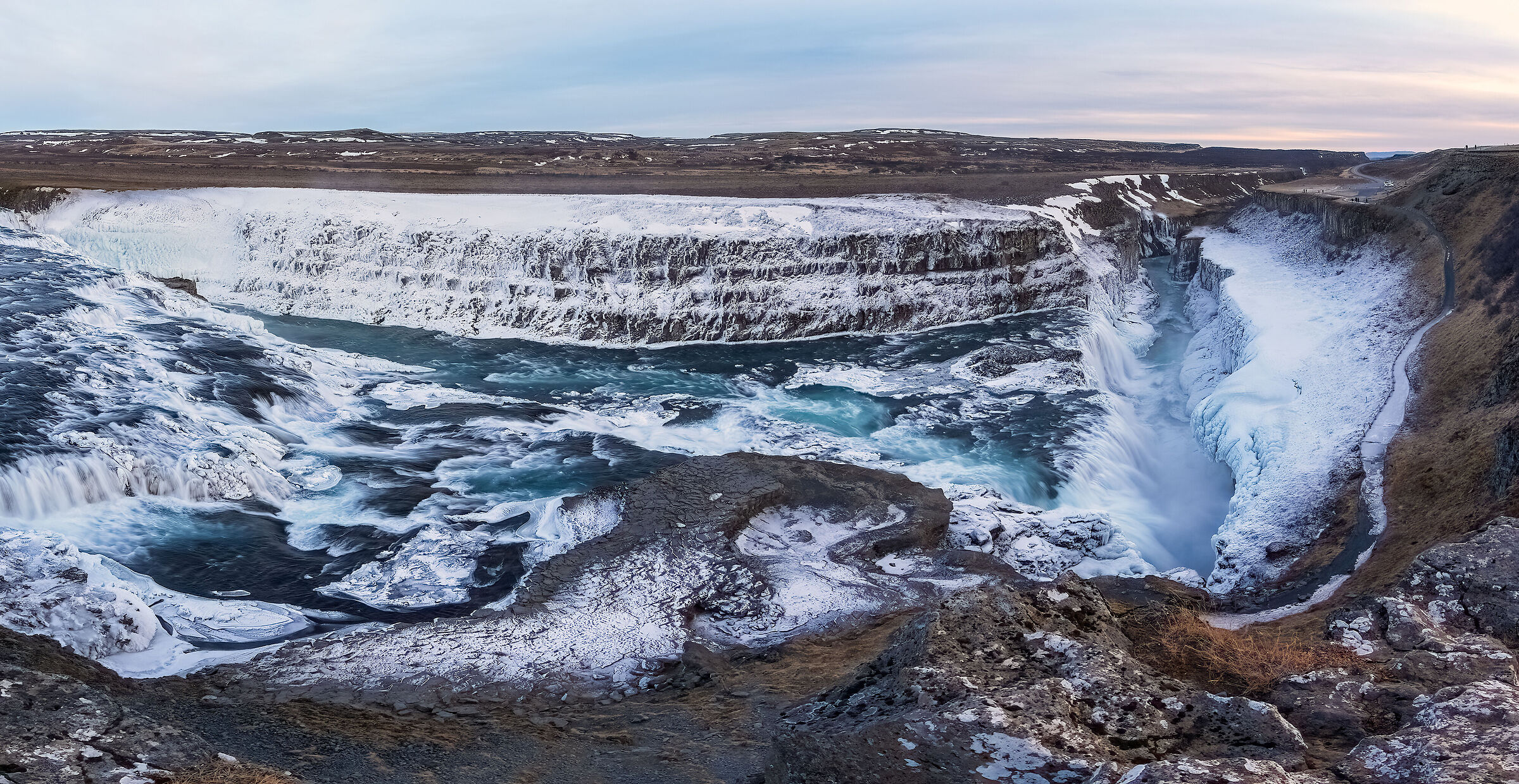 Panoramica cascata Gullfoss Islanda