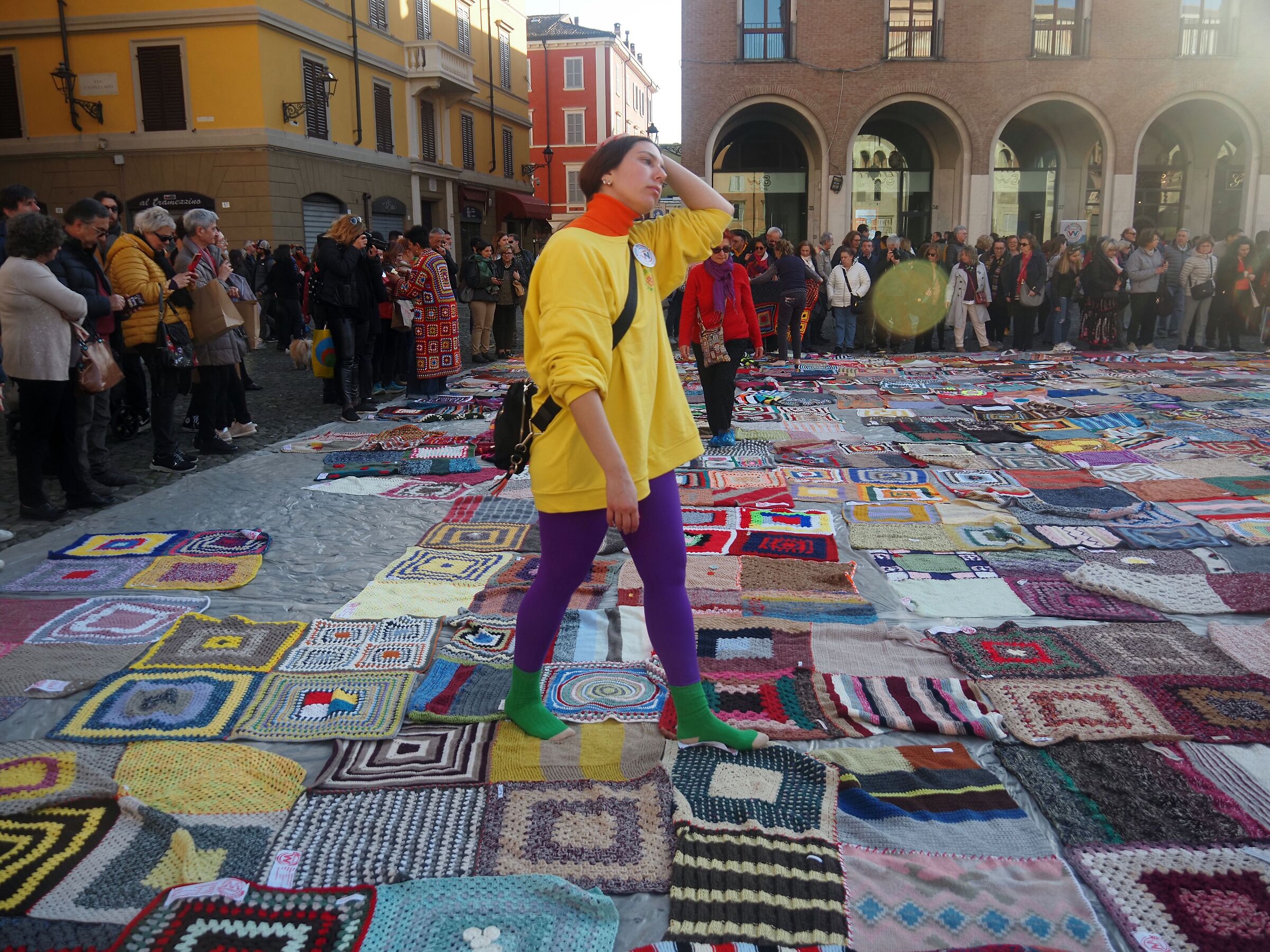 Riot of crochet and colors in Piazza Grande