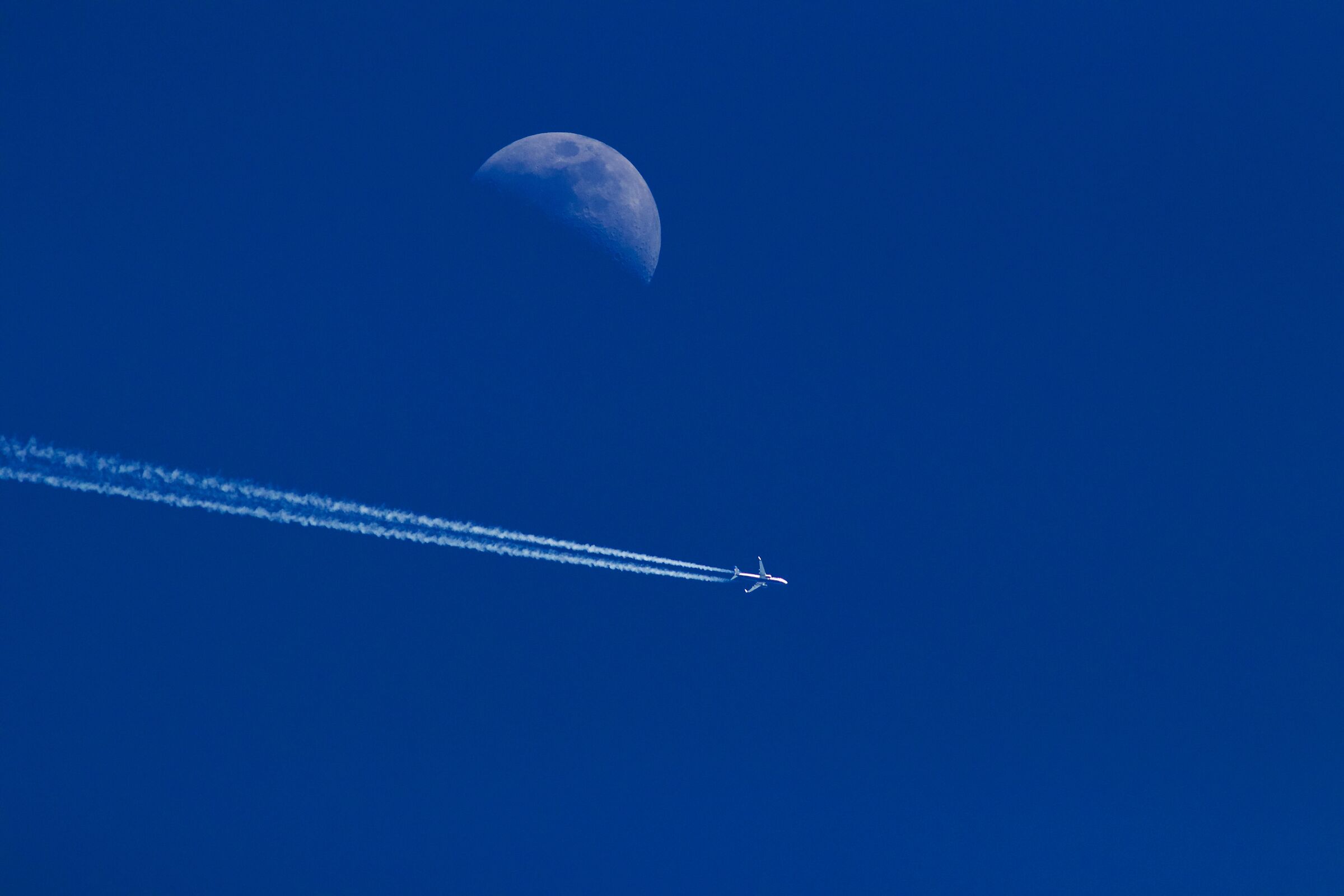 airplane and moon