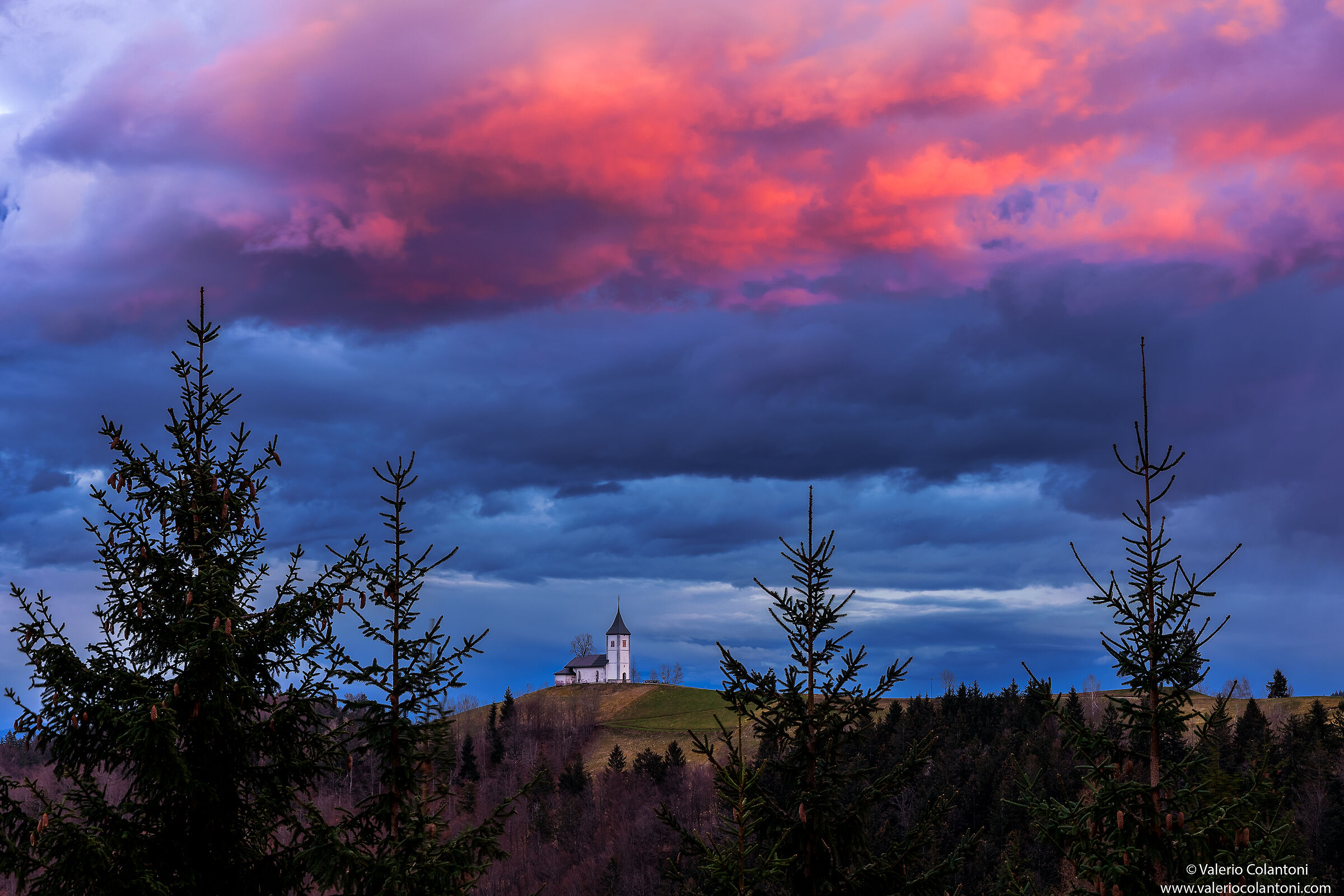 The church of Jamnik at sunset...