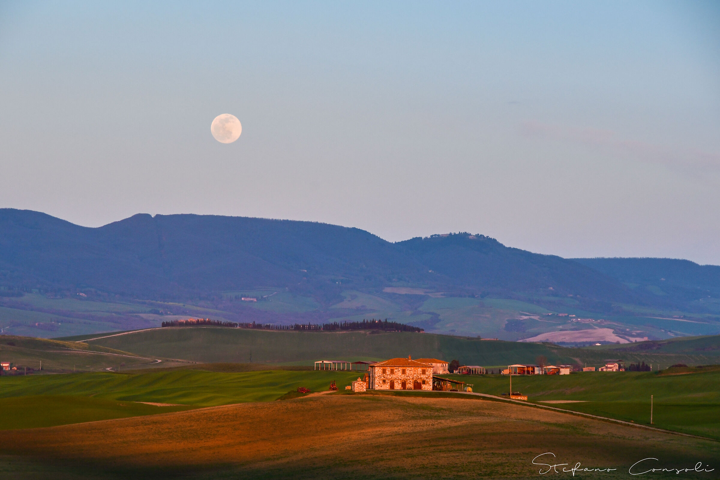 sunset and sunrise in Val d'Orcia