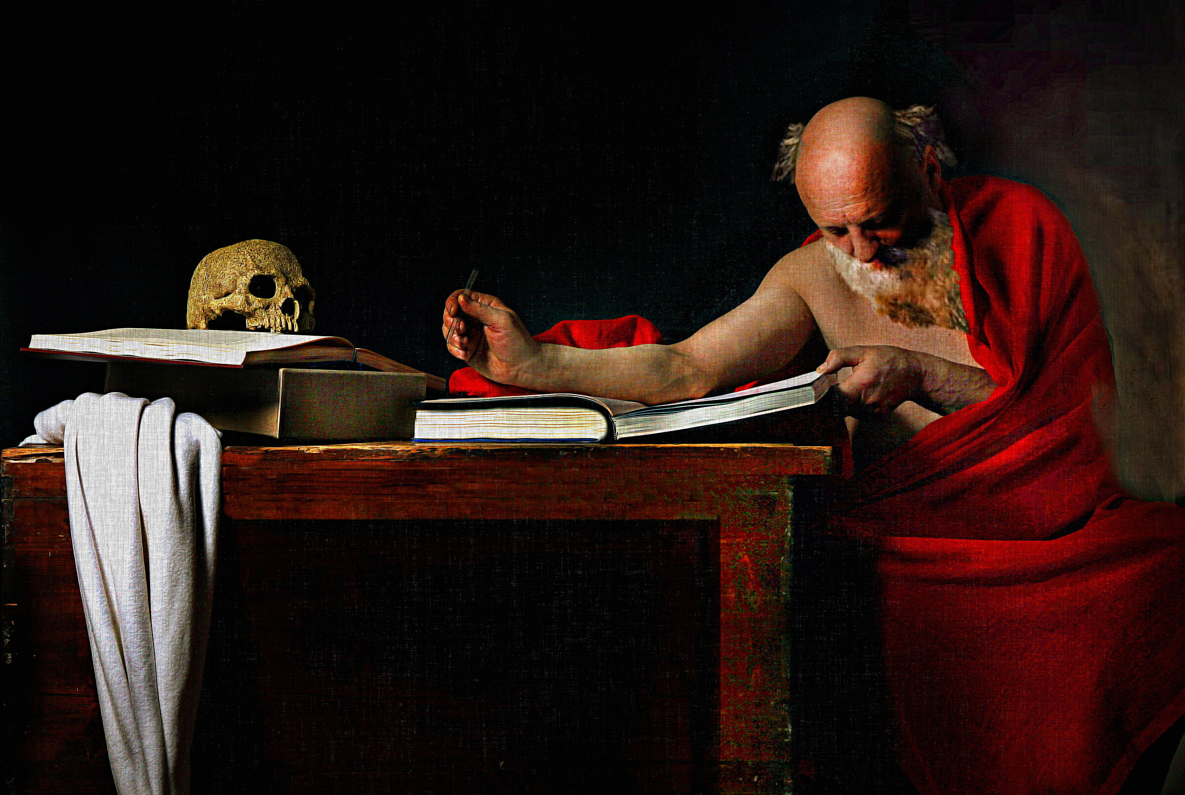 homage to Caravaggio, Saint Jerome