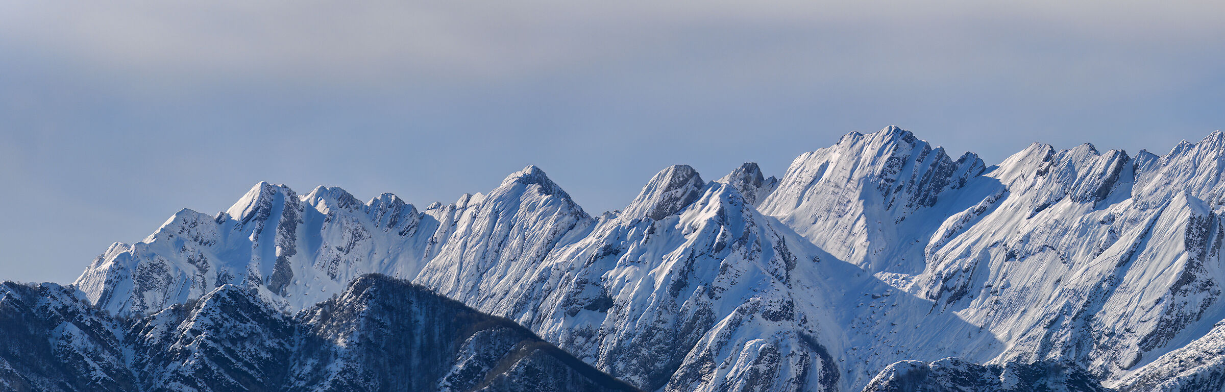 Musi mountain range in the Julian Prealps after the snow