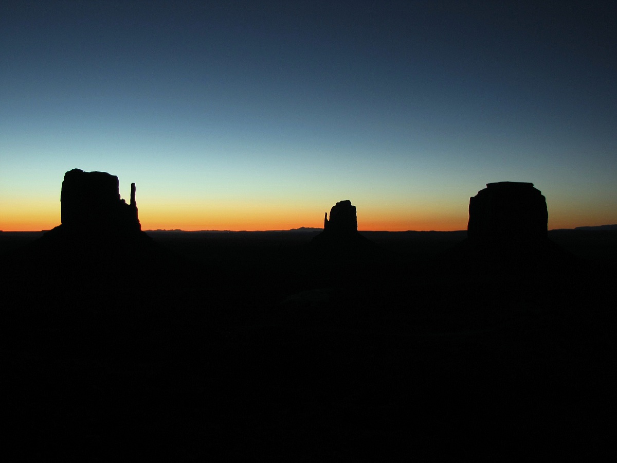 West Mitten, East Mitten Butte at sunrise and Merrik